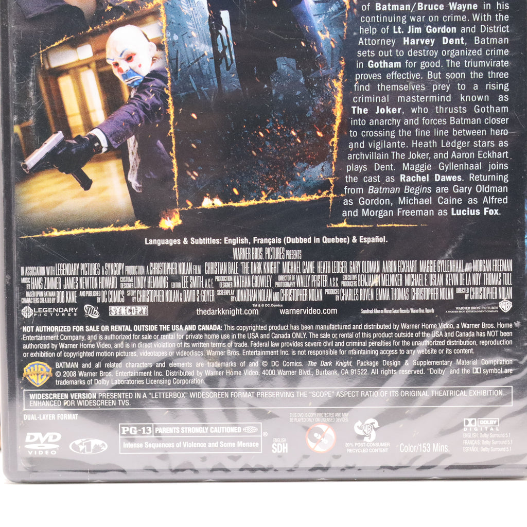 The Dark Knight DVD Widescreen Edition. NEW