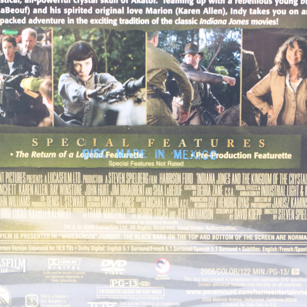 Indiana Jones and the Kingdom of the Crystal Skull DVD Widescreen NEW