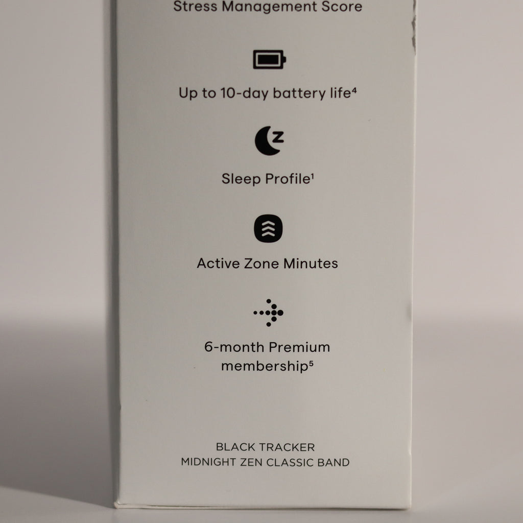 Product packaging with features listed on a gray background