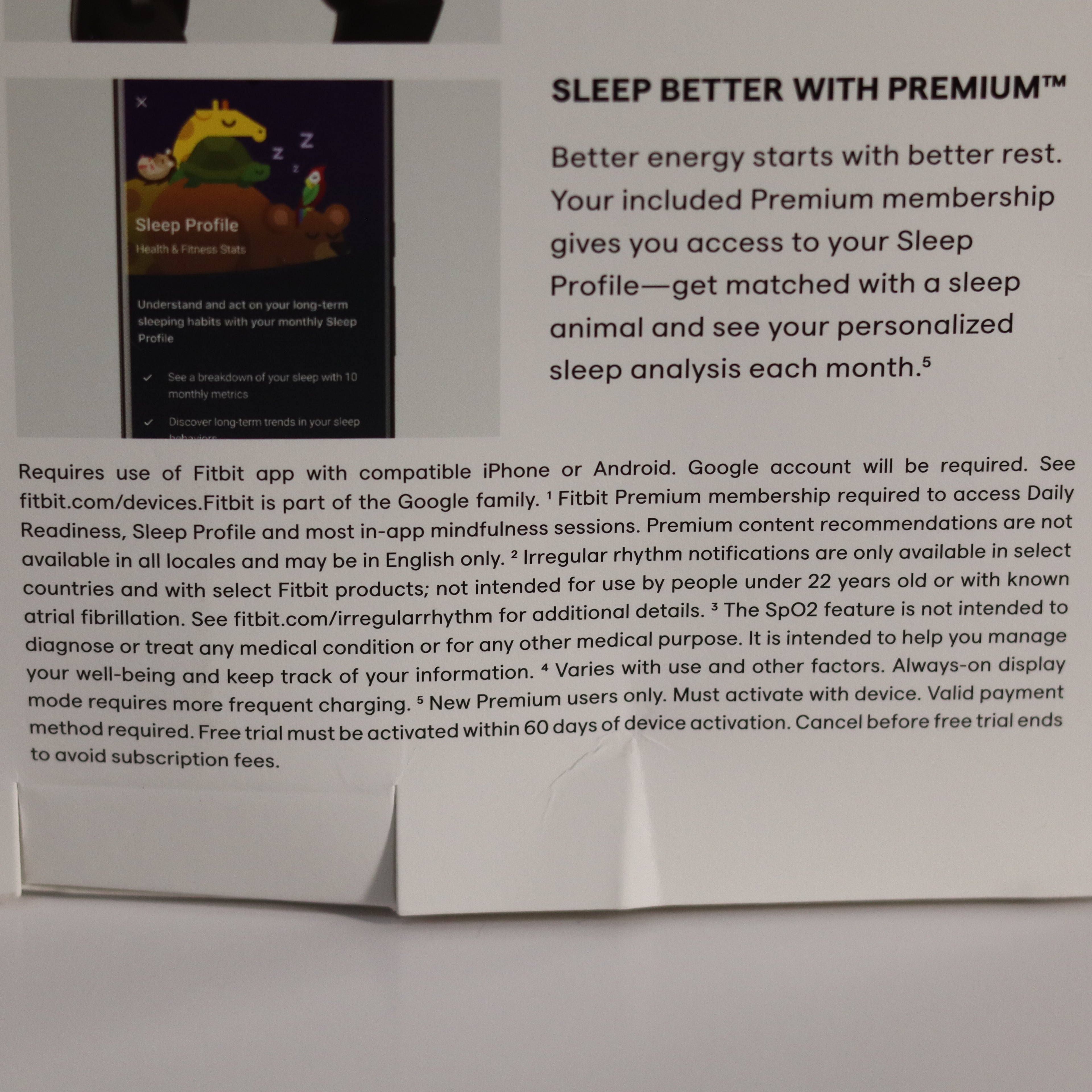 Fitsight product packaging with text about sleep better with premium membership.