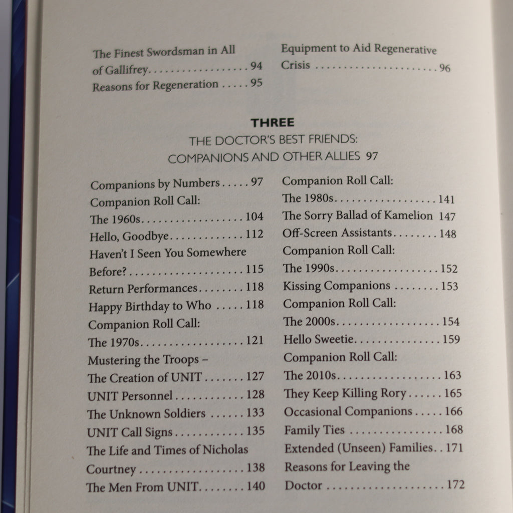 Table of contents page from a book or document with text on a white background