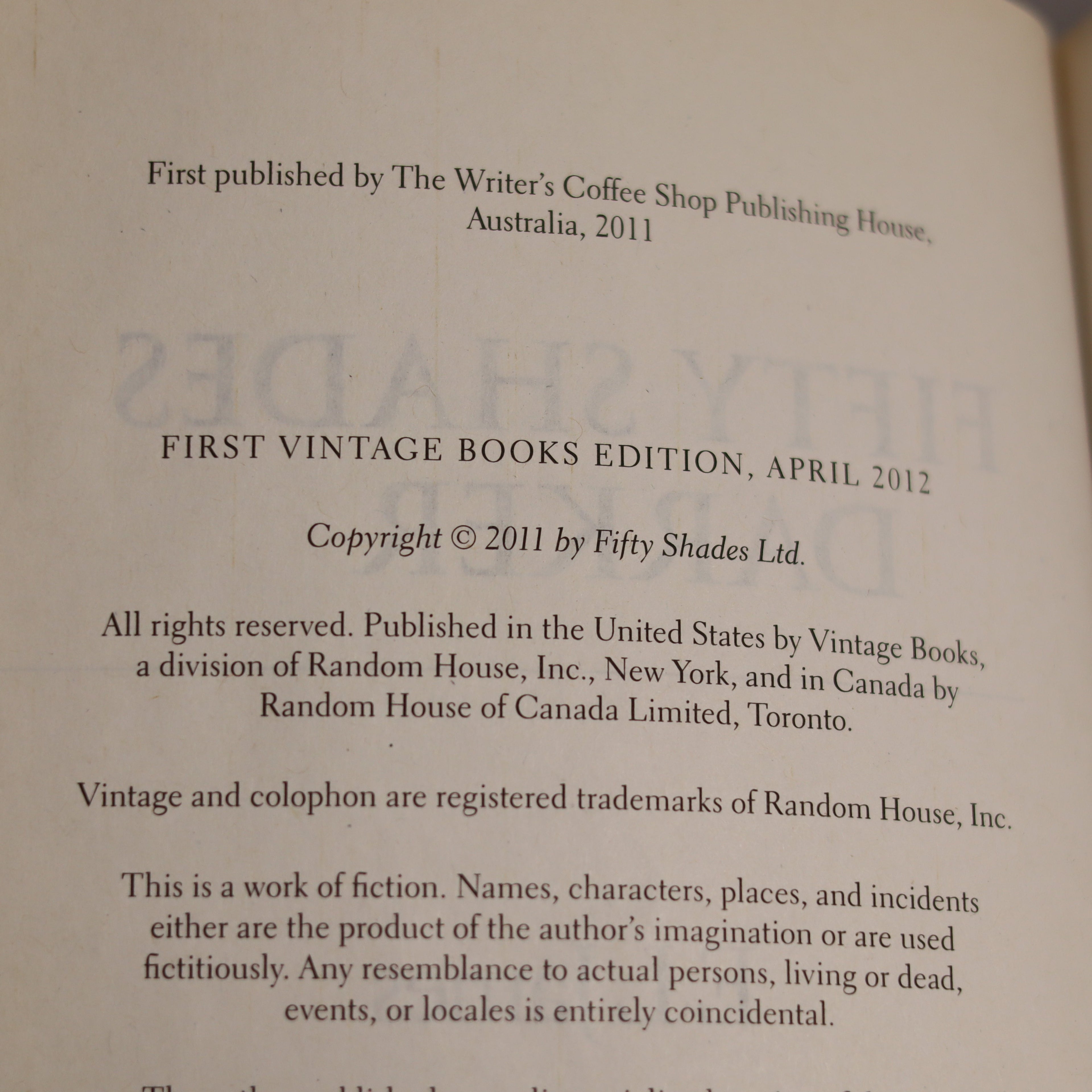 Book page with copyright information and publishing details