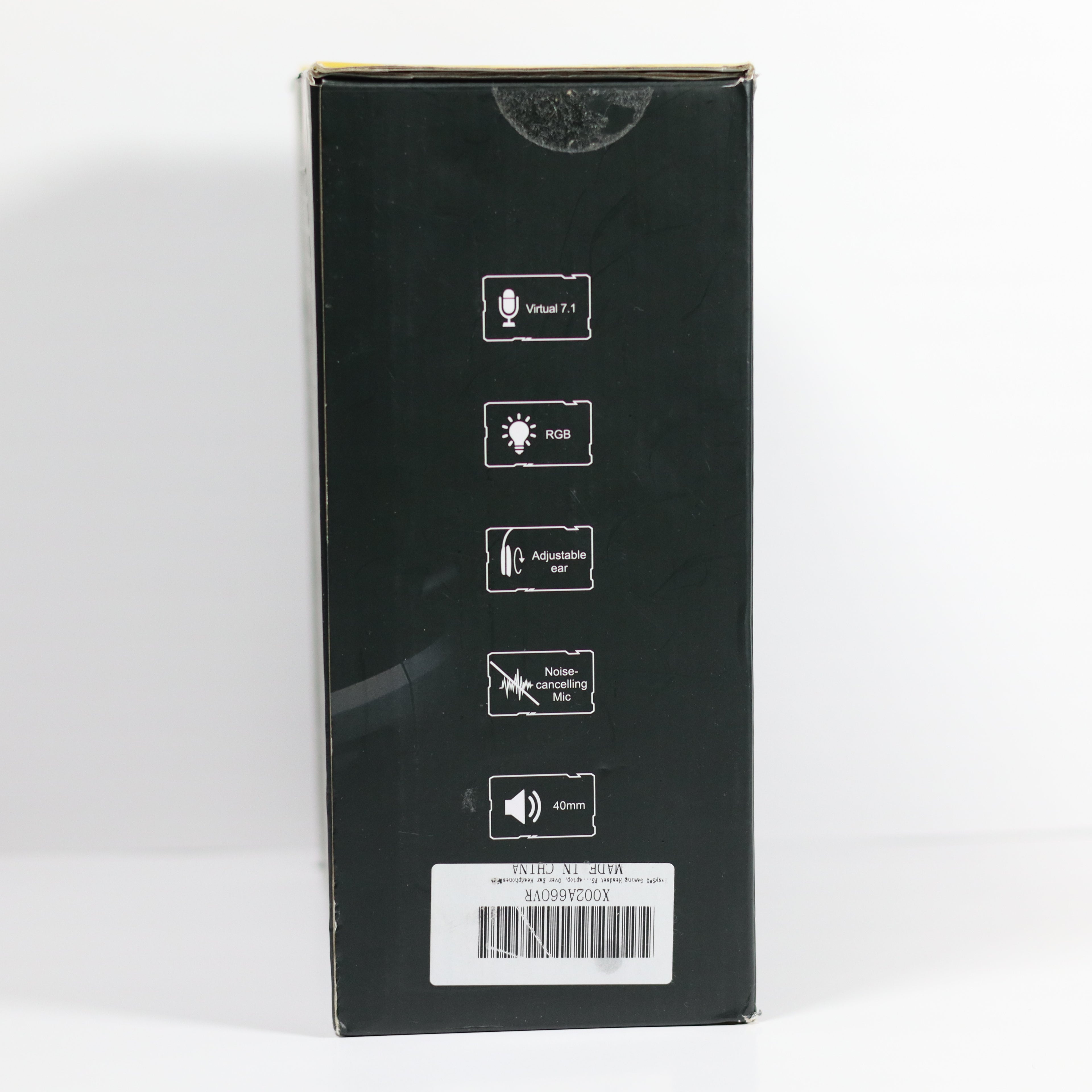 Black box with labeled features on a white background