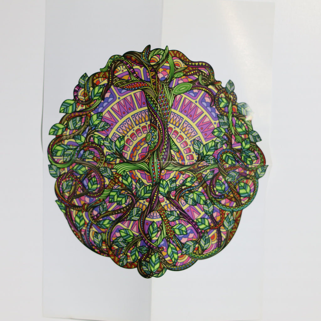 Colorful mandala drawing on a white background