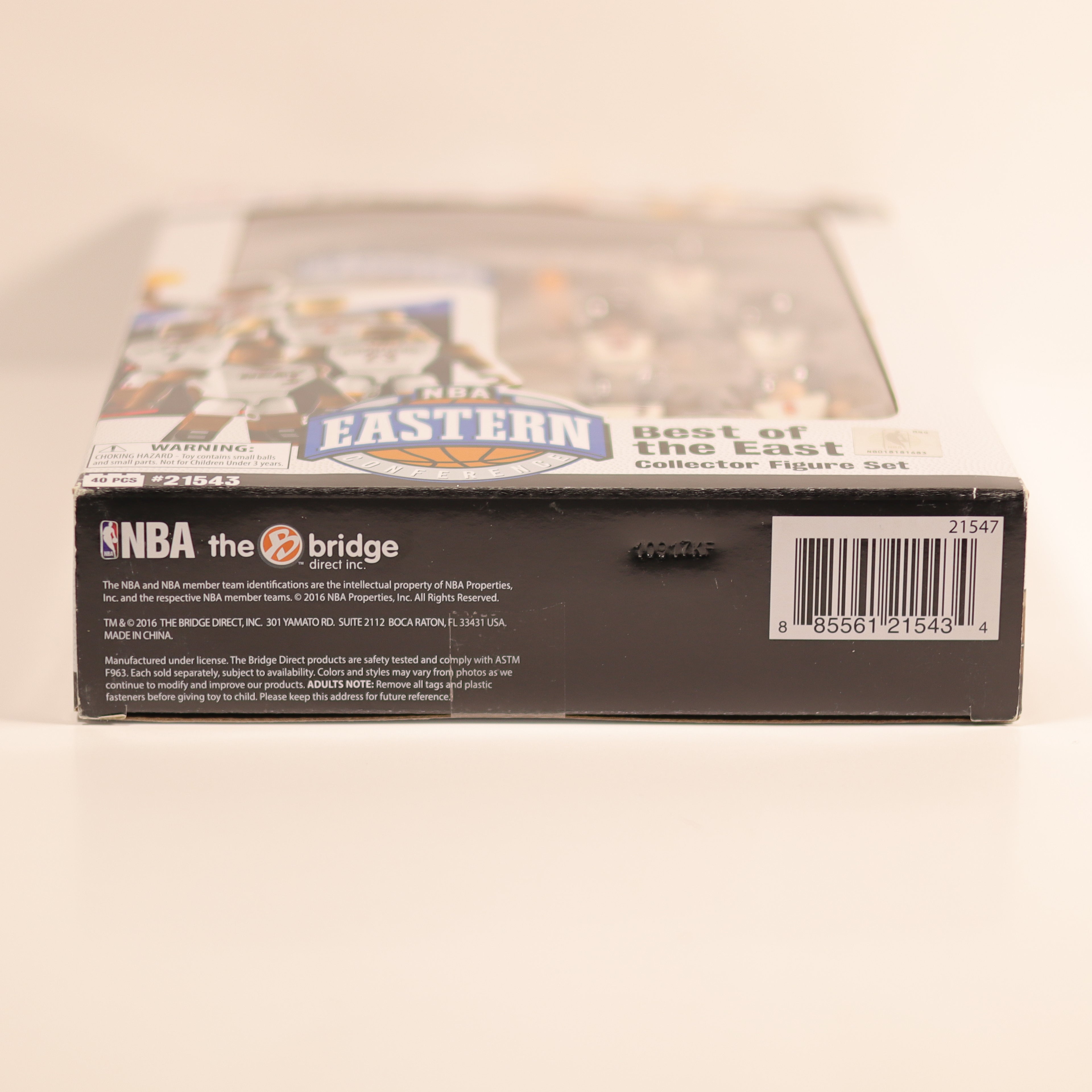 Box of NBA 'Best of the East' Collector Figure Set on a beige background
