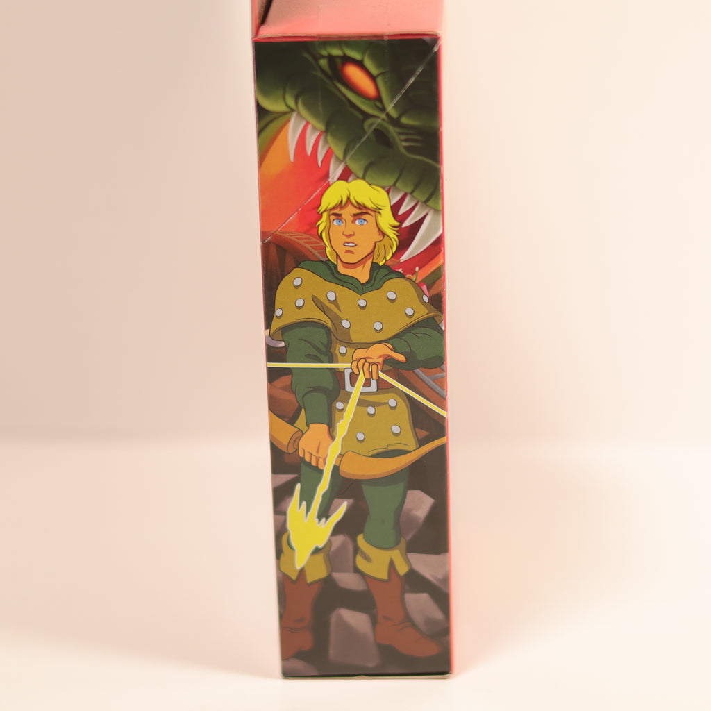 Cartoon character packaging with a dragon illustration on a beige background