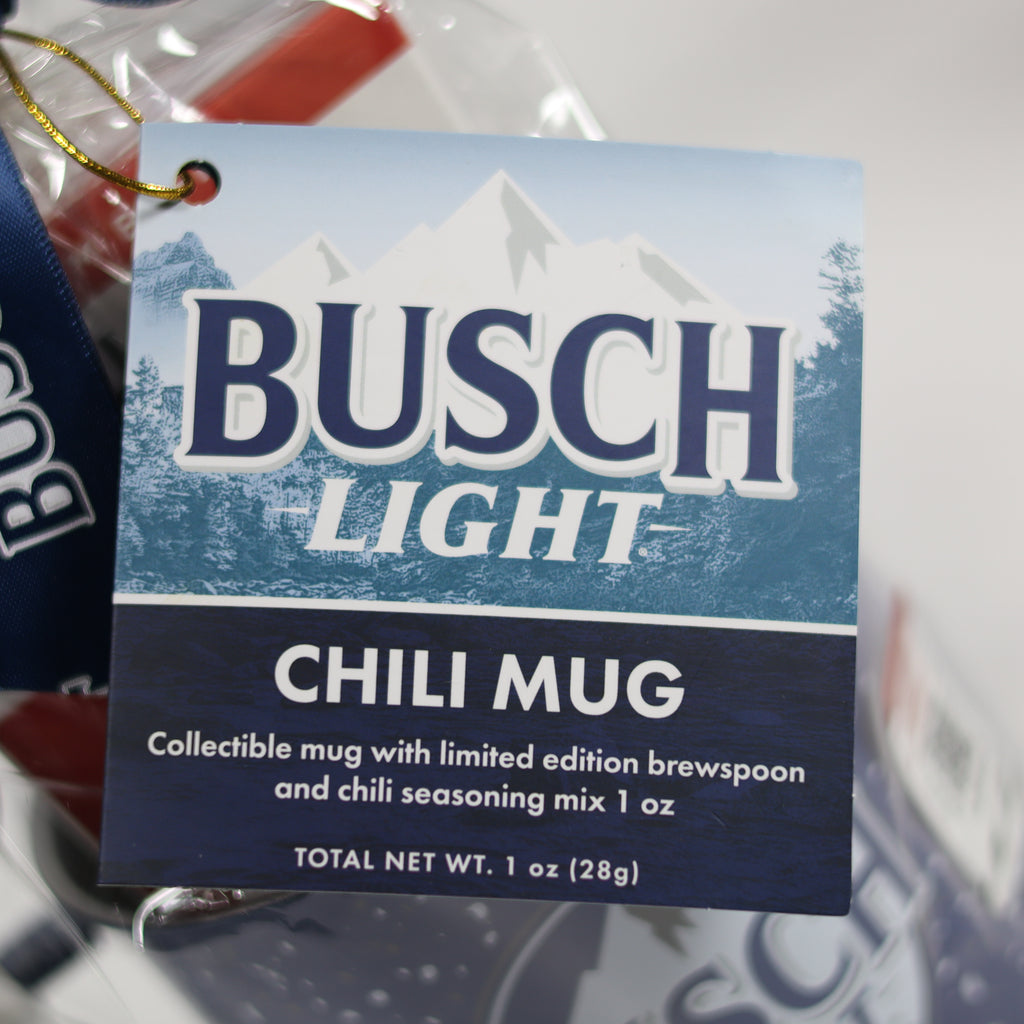 Busch Light chili mug packaging with mountain design