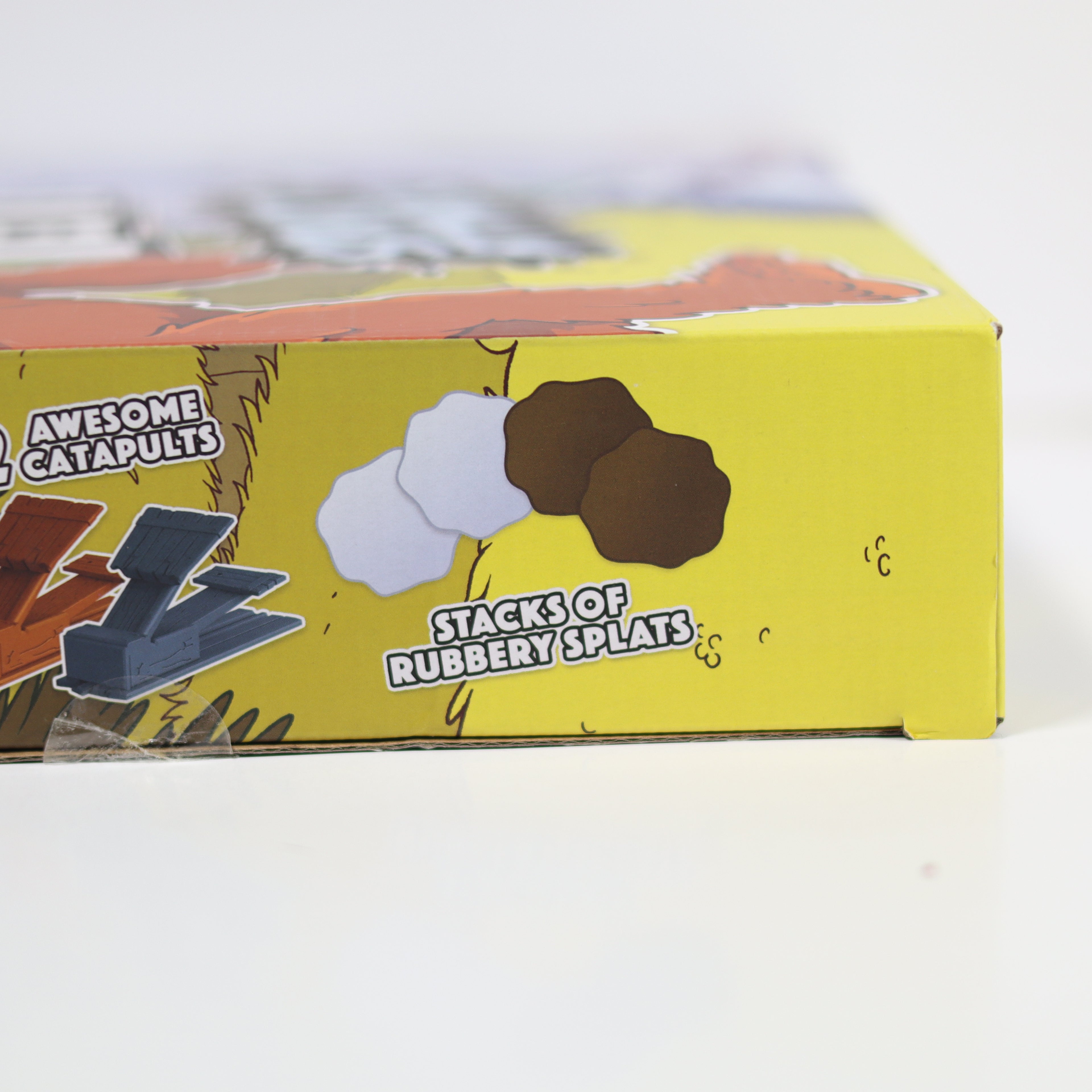 Yellow box with cartoon graphics and text on a white background