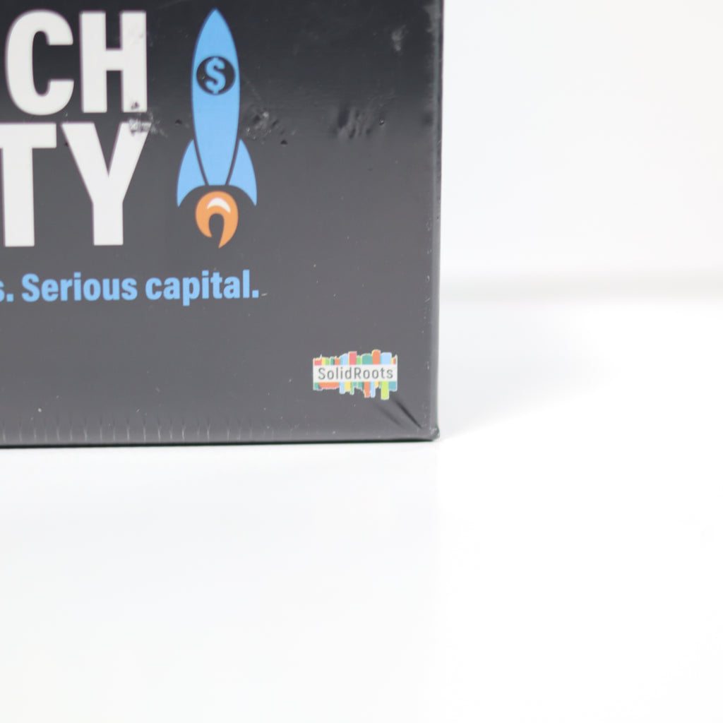 Product packaging with a rocket graphic and text on a white background