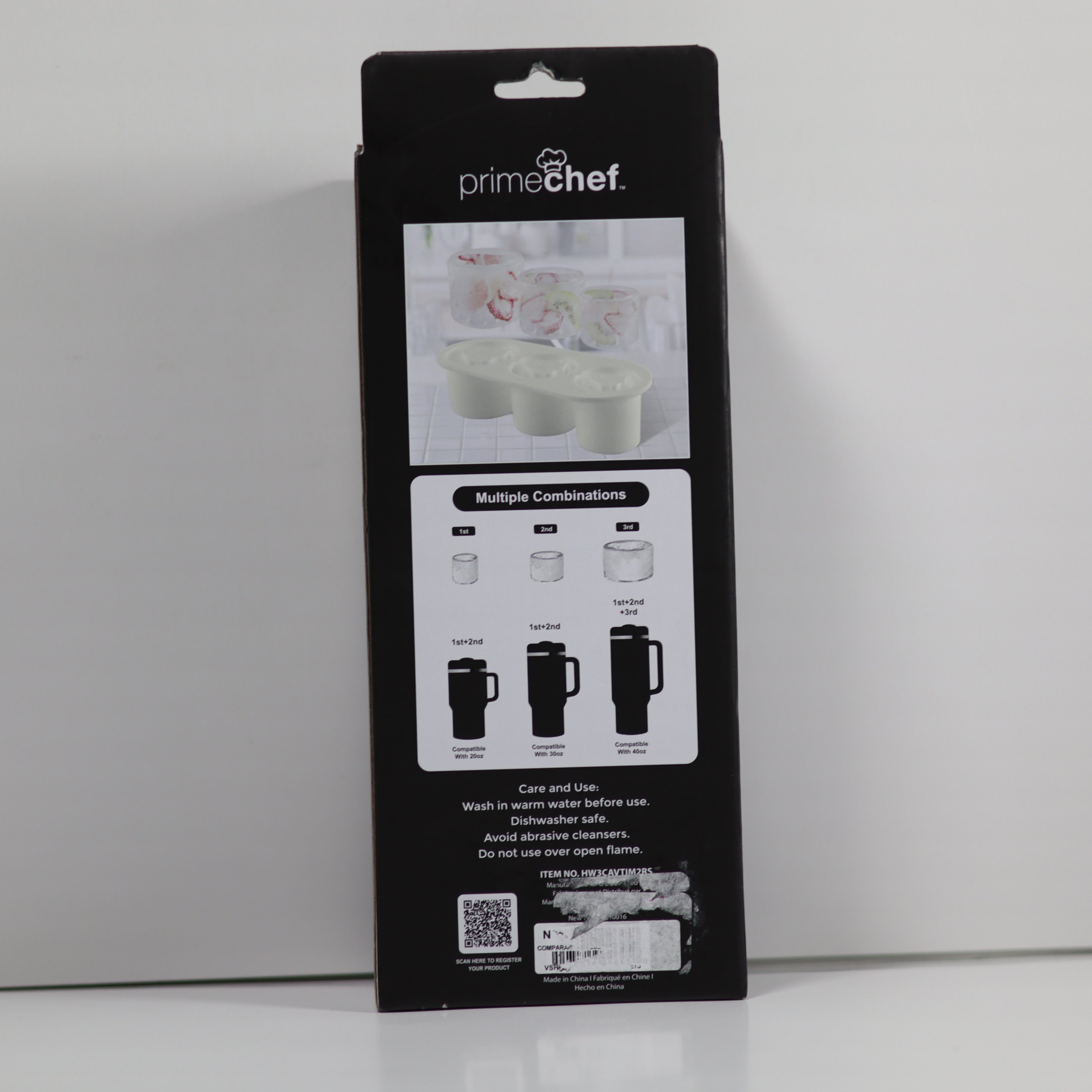 Black packaging of PrimeChef with product images and text on a white background