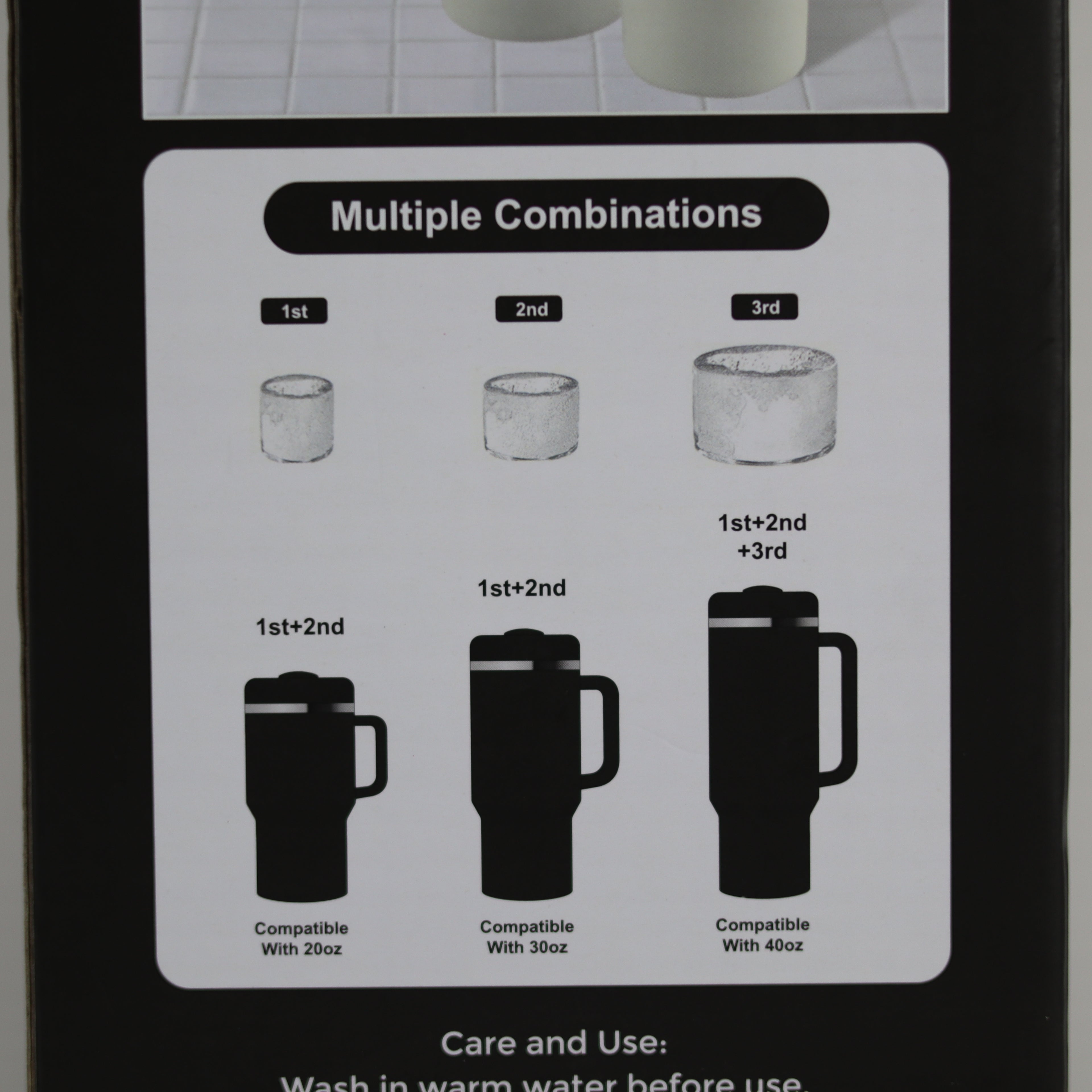 Instructions for using multiple mug combinations on a screen with icons and text.