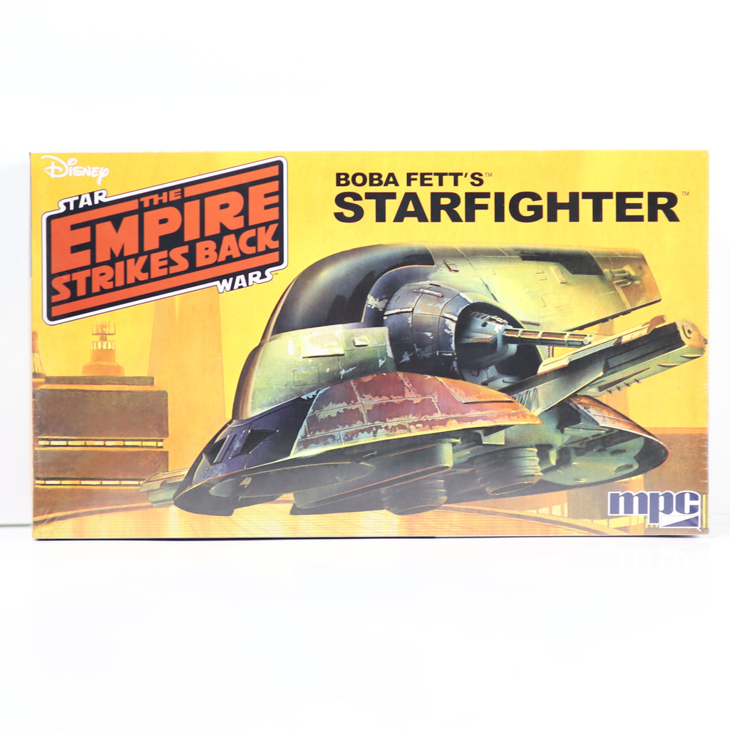 Model kit box for Boba Fett's Starfighter from 'The Empire Strikes Back' with 'Empire Strikes Back' logo.