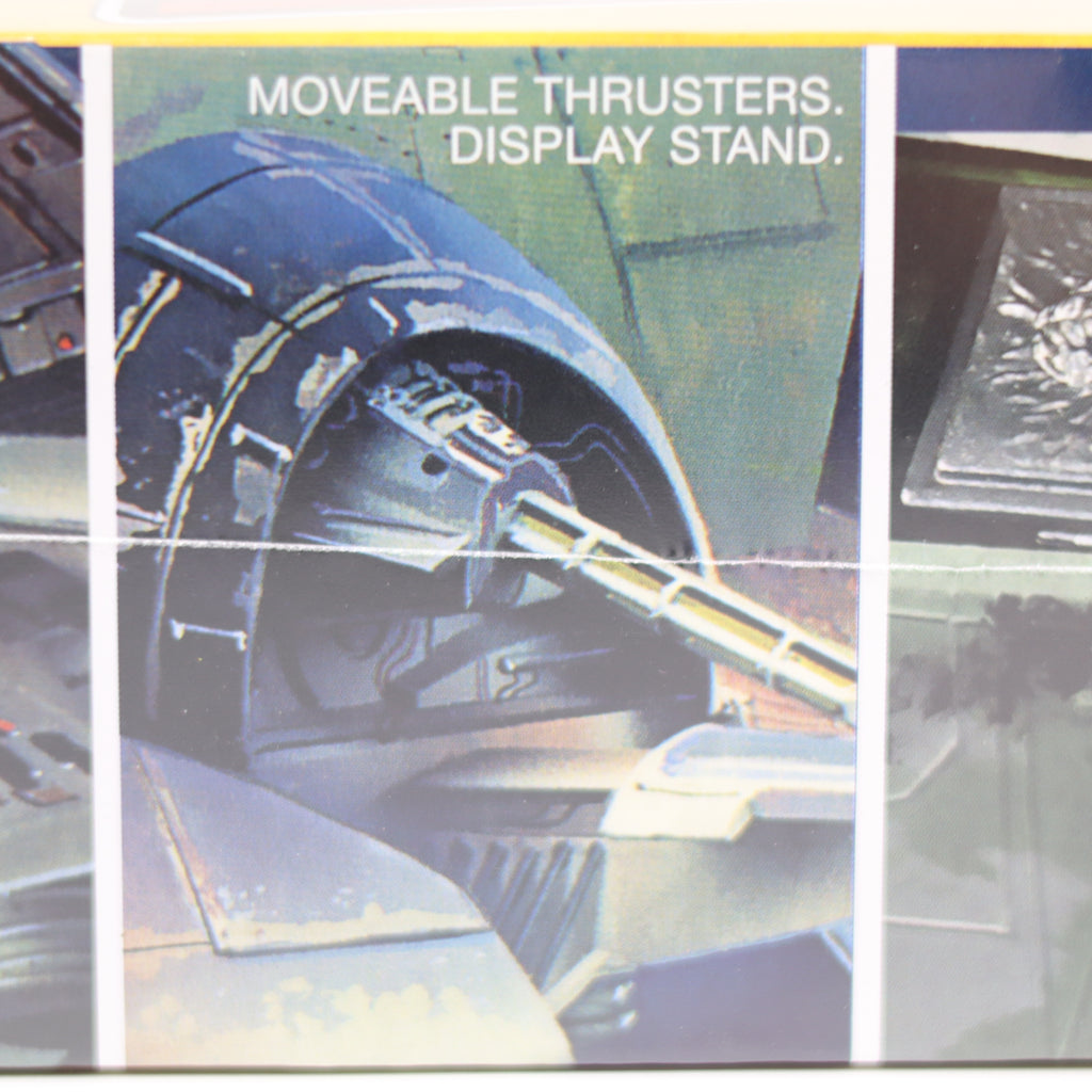 Display stand with movable thrusters on a promotional poster.