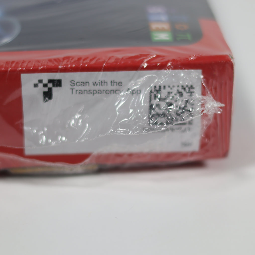 Red box with a QR code label on a white background