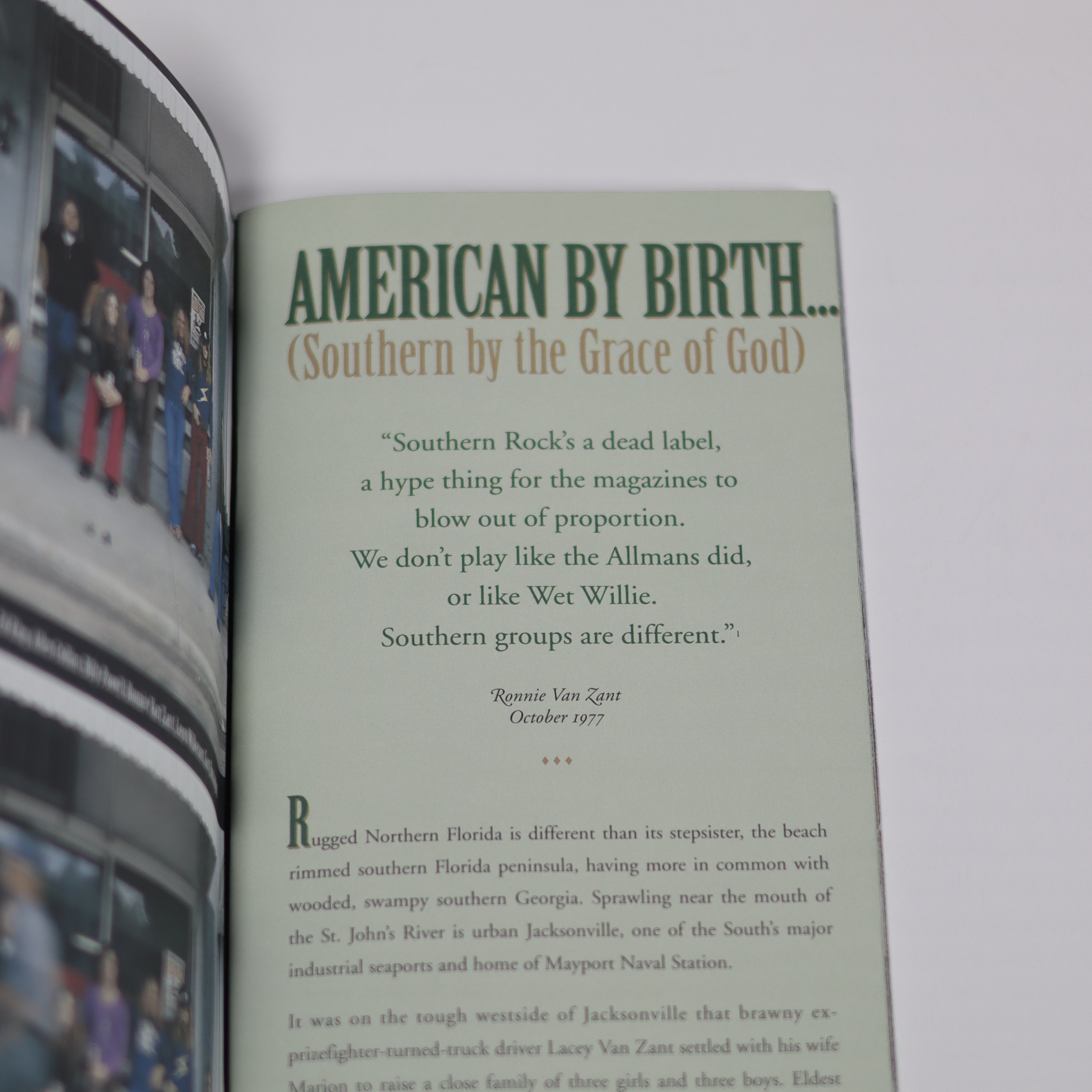 Open book with text about 'American by Birth' and 'Southern by the Grace of God'.