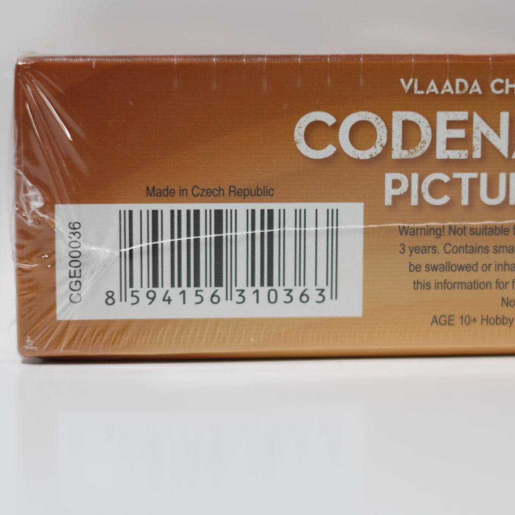 Product packaging with a barcode and text on a white background