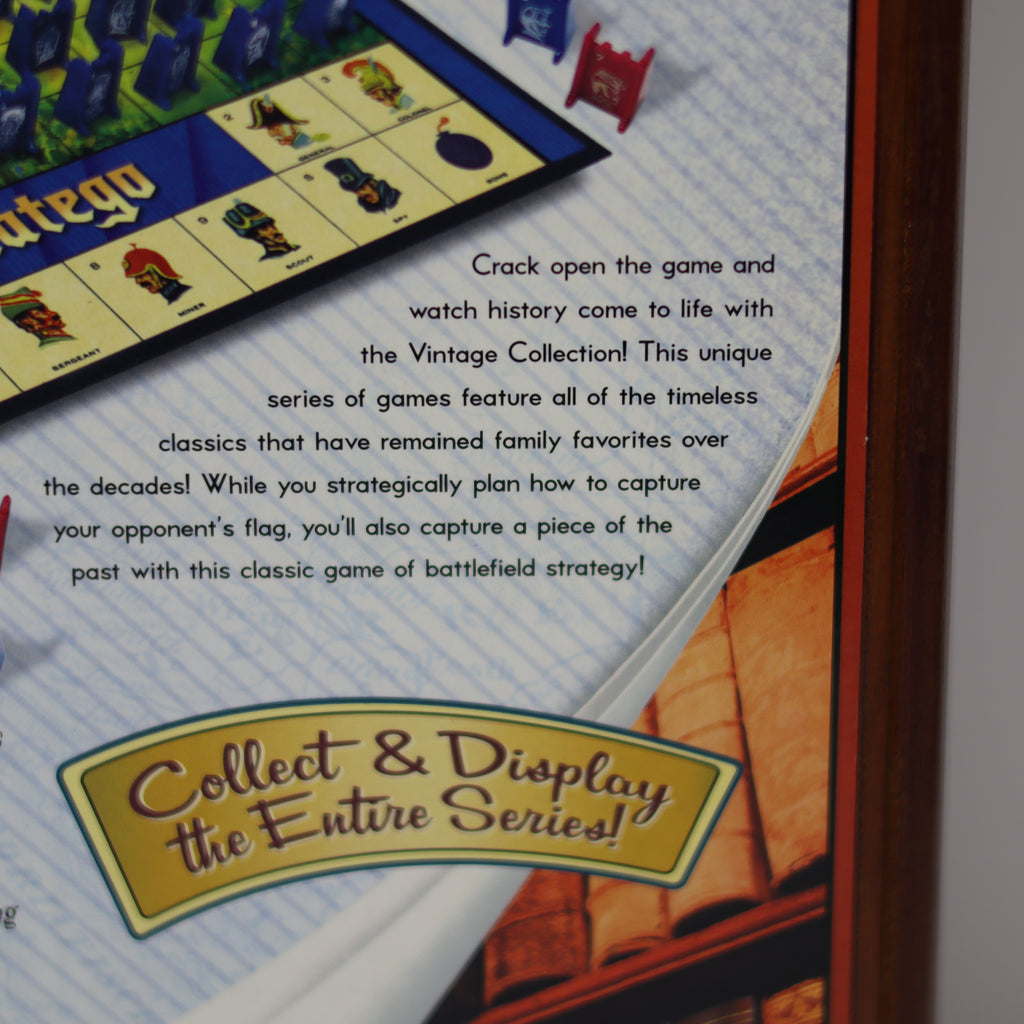 Board game packaging with text about the Vintage Collection series
