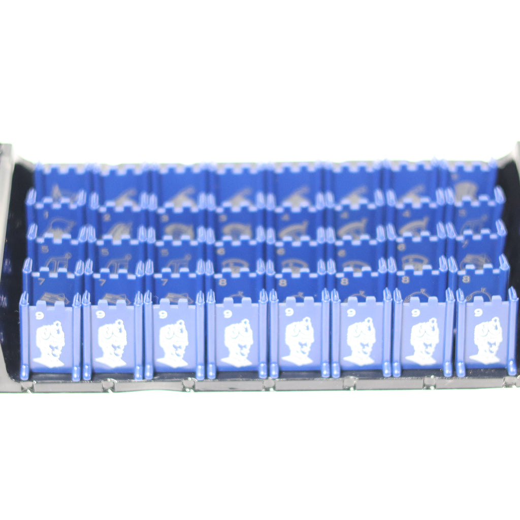 Roll of blue paper with white bear designs on a white background