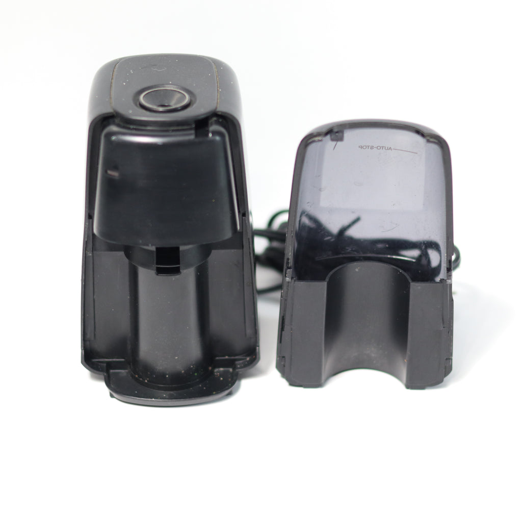 Black electronic devices on a white background