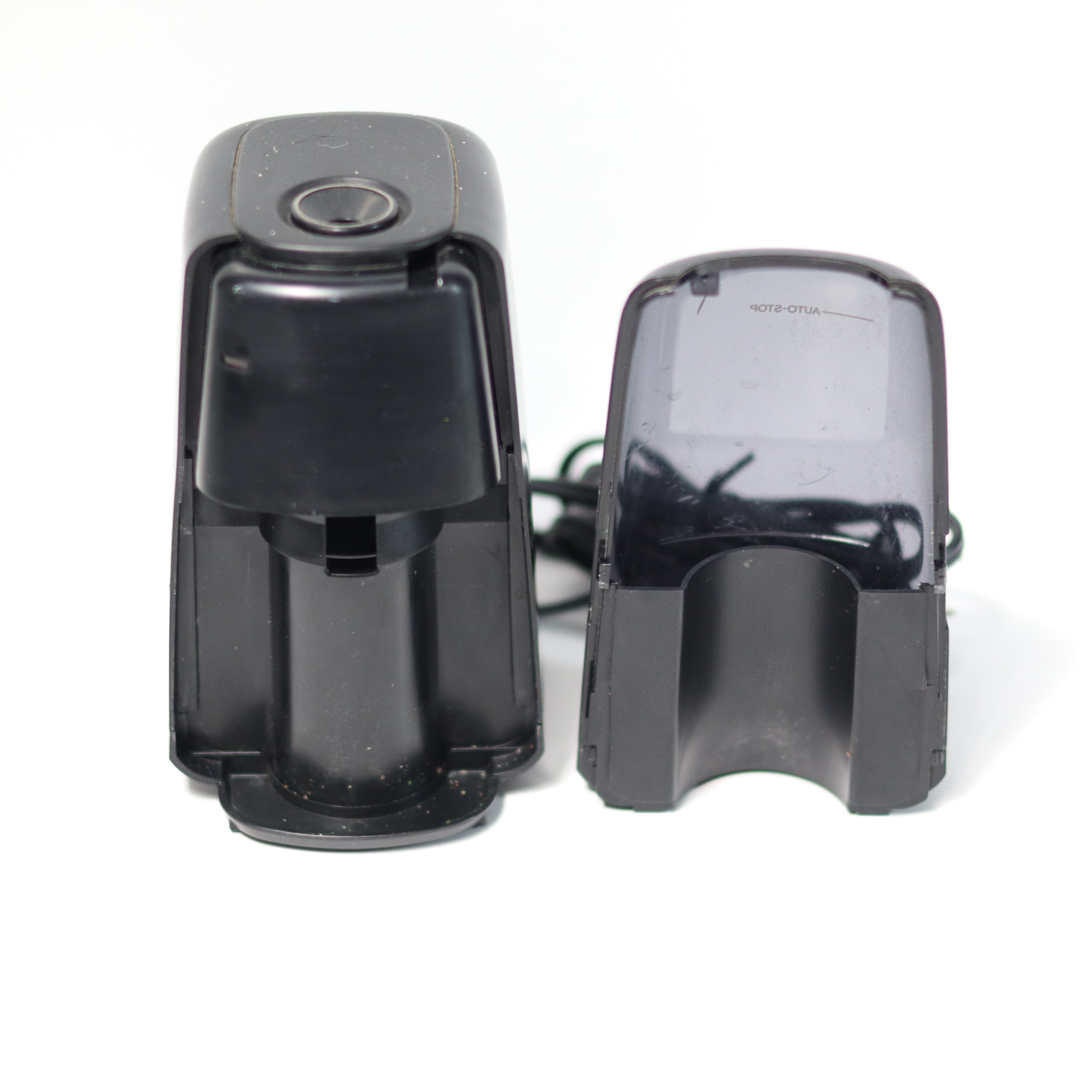 Black electronic devices on a white background