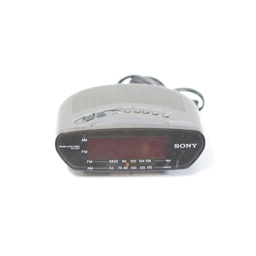 Sony clock radio on a white background