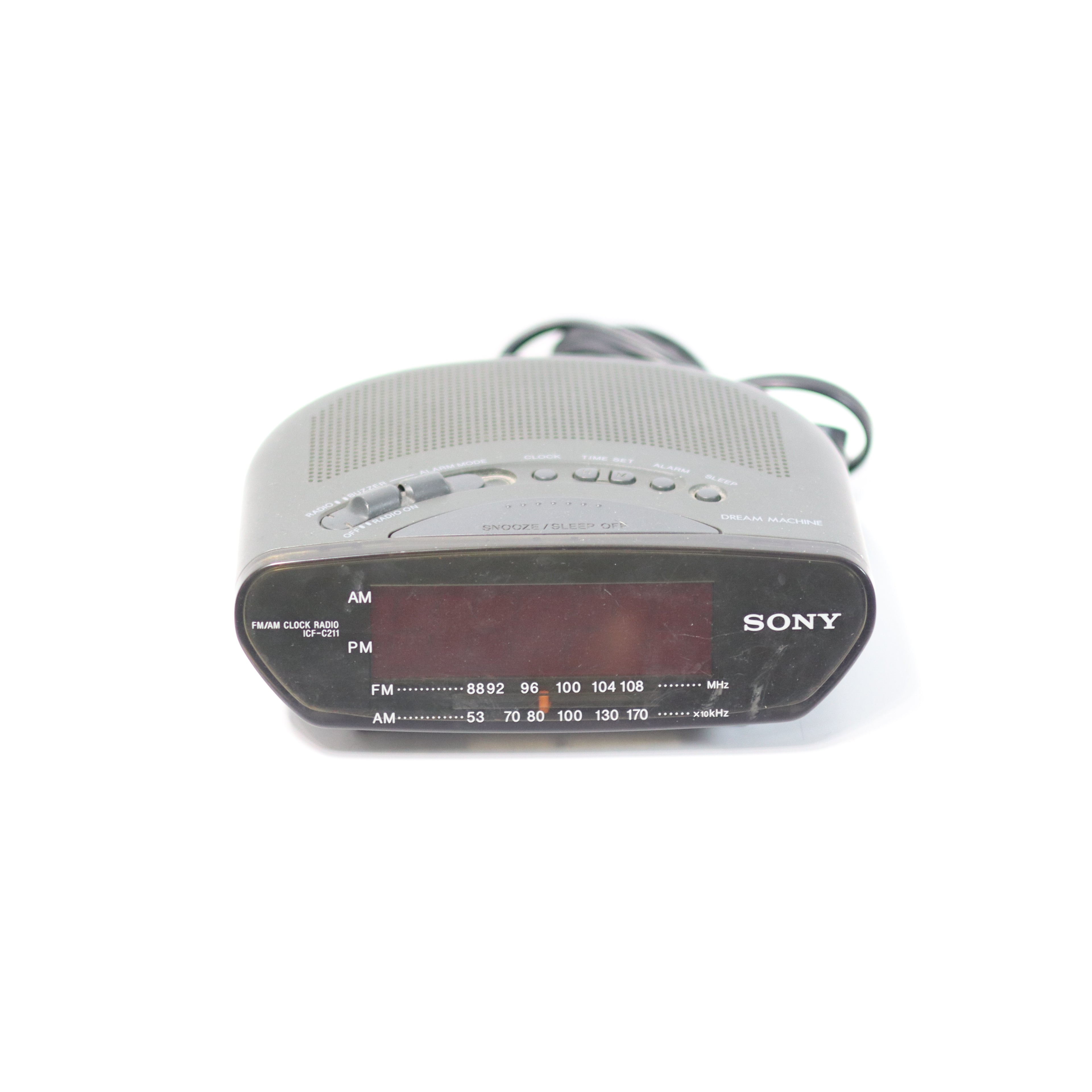 Sony clock radio on a white background