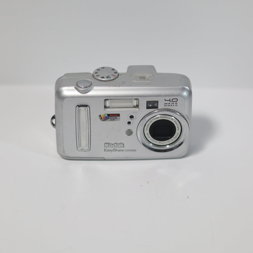 Silver Kodak EasyShare camera on a white background