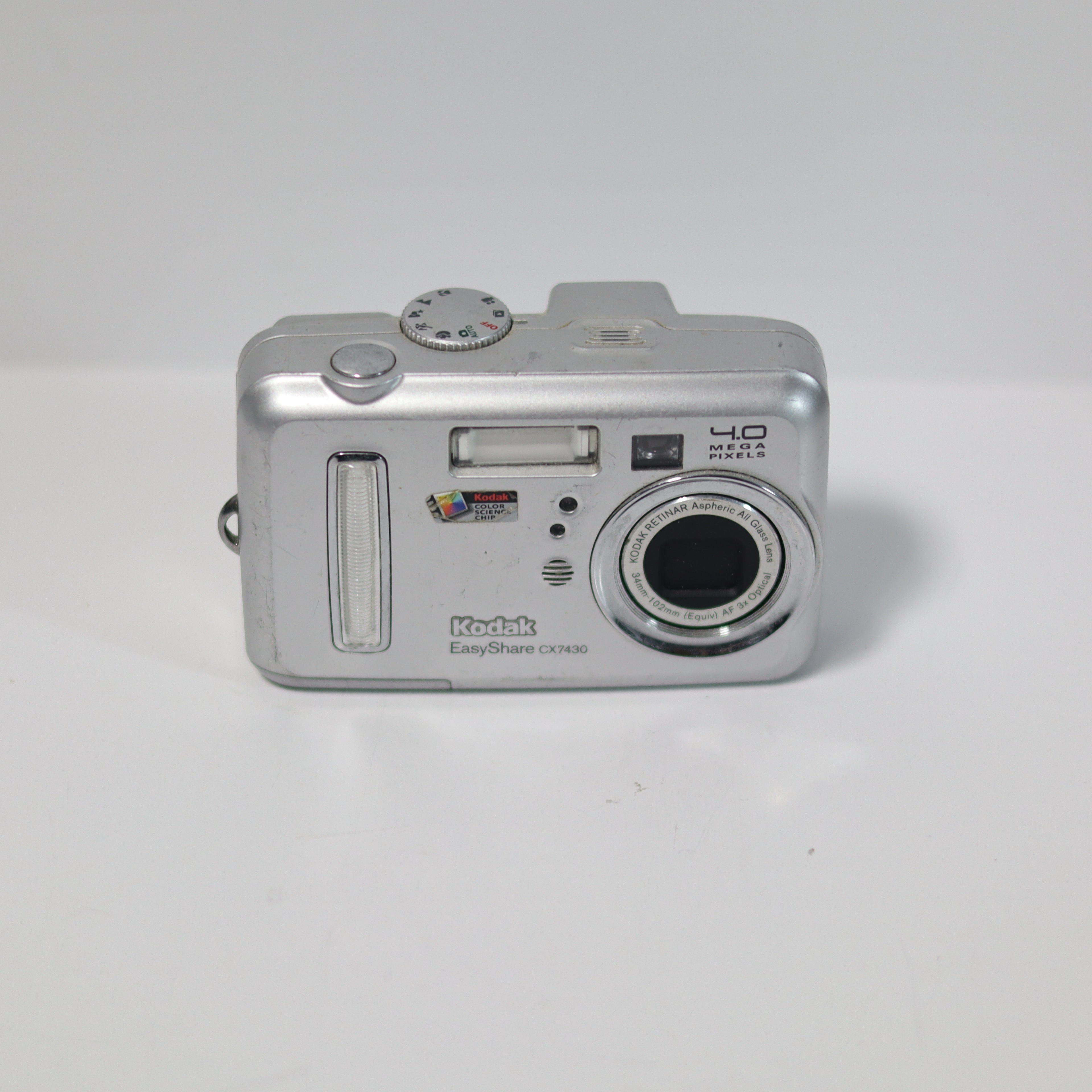 Silver Kodak EasyShare camera on a white background