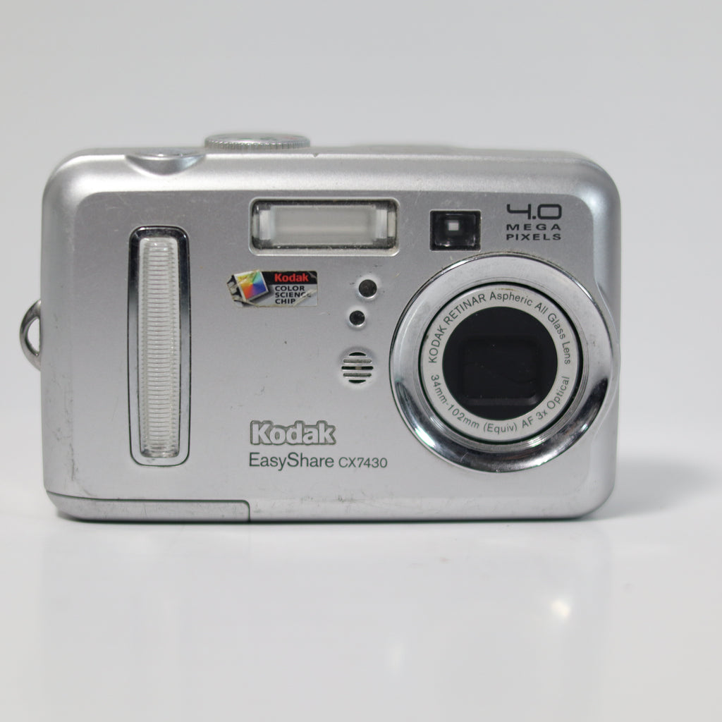 Silver Kodak EasyShare camera on a white background