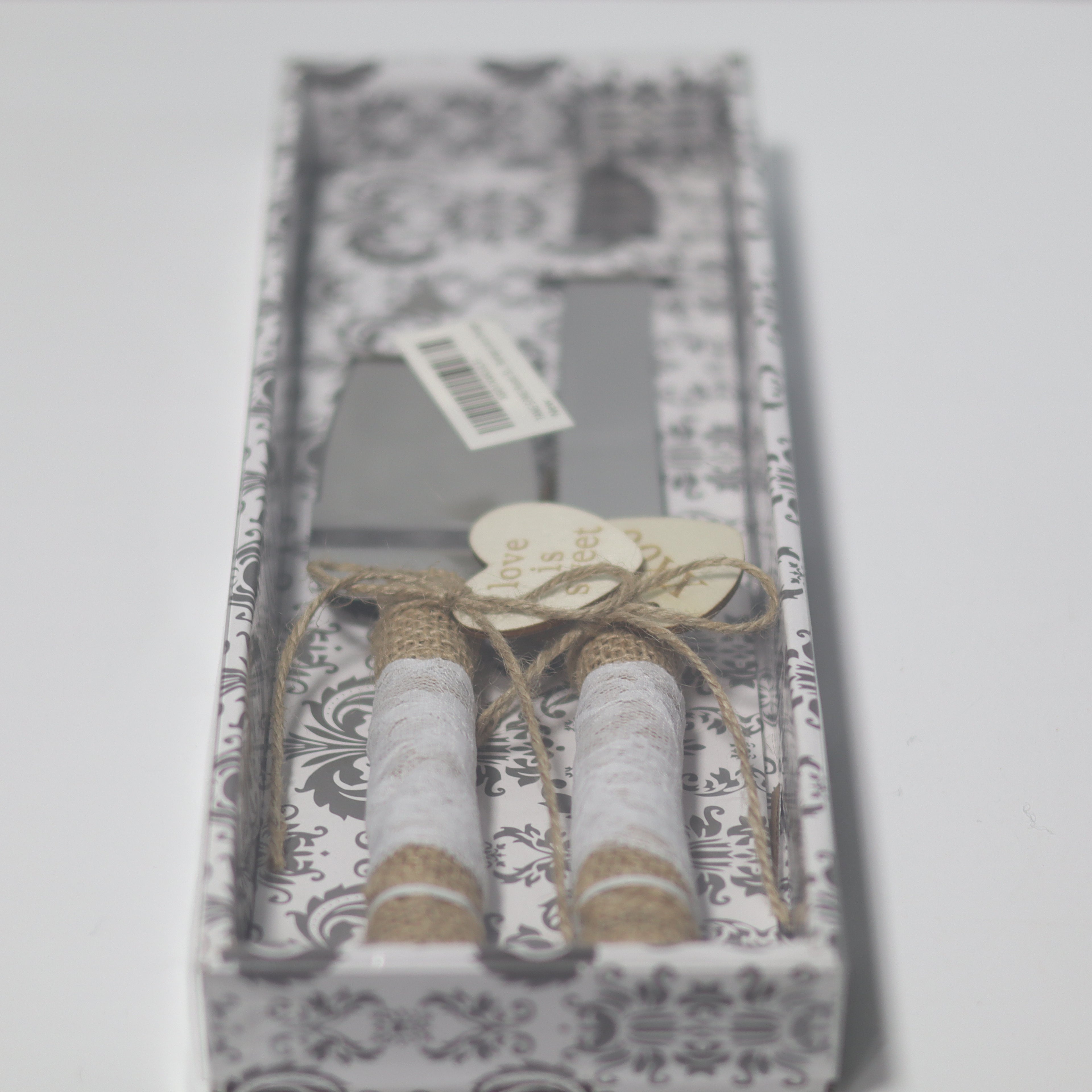 Packaged product with decorative elements on a white background