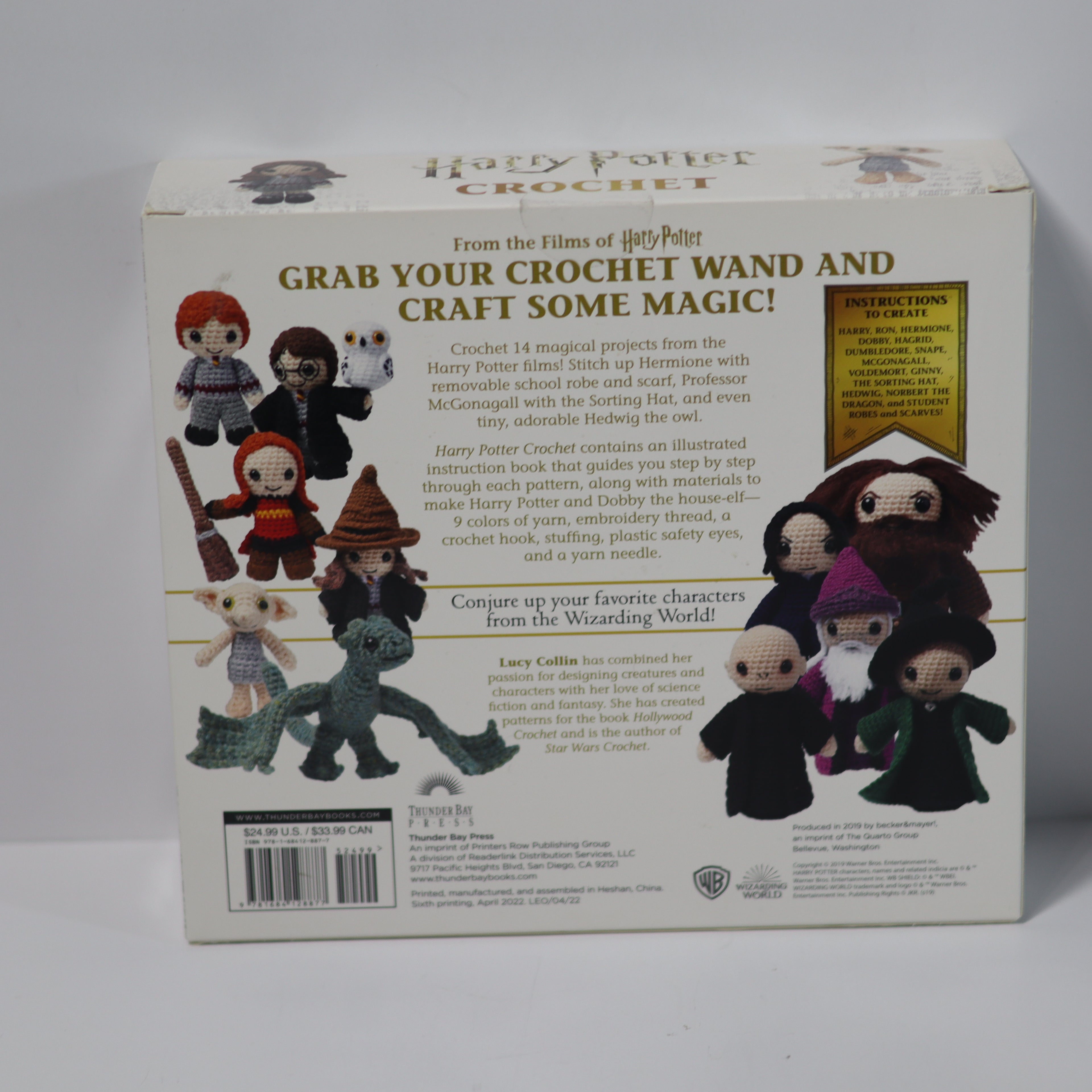 Box of Harry Potter crochet kit with character illustrations on a white background