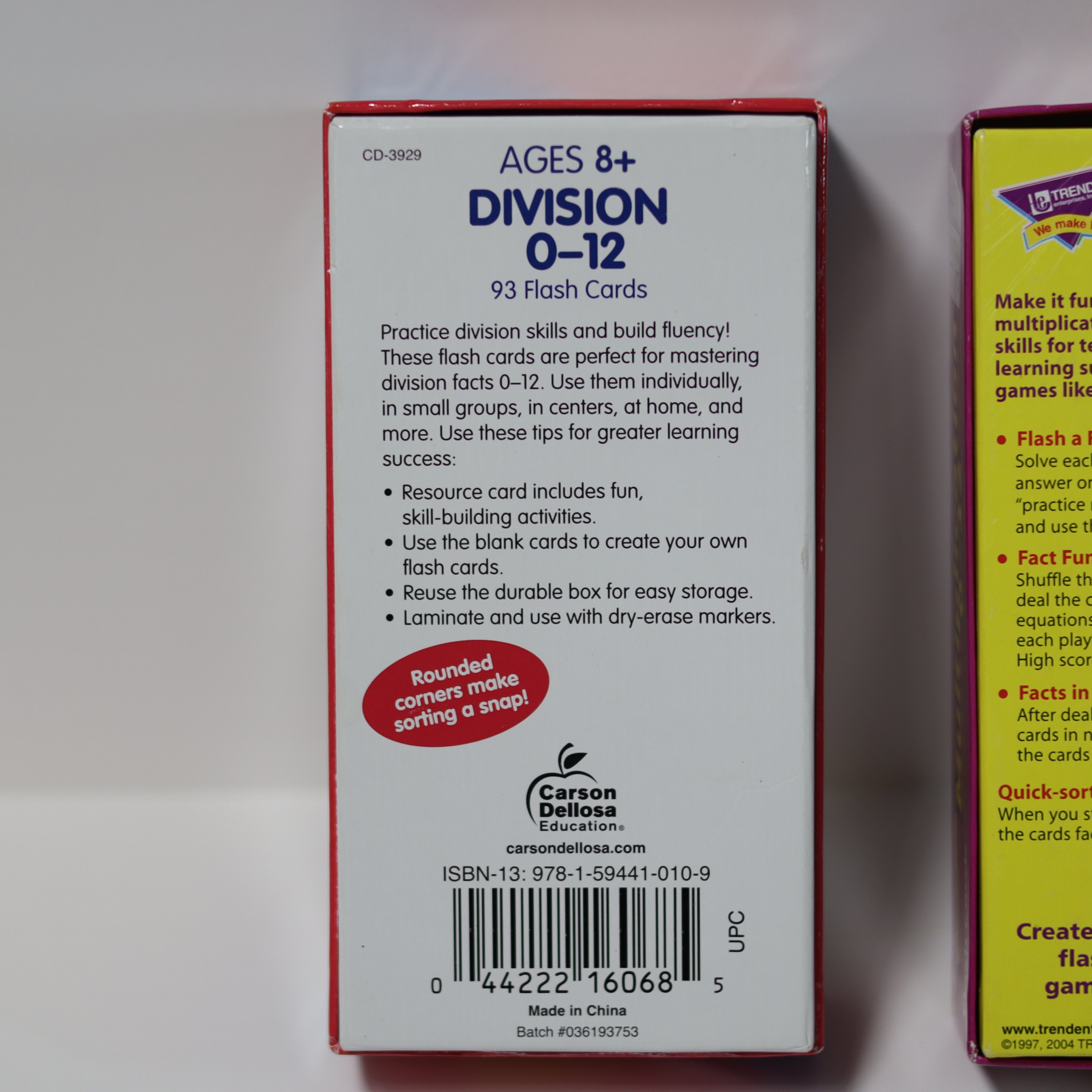 Kids Math Flash Cards Set - Division Multiplication Time - Pre-Owned