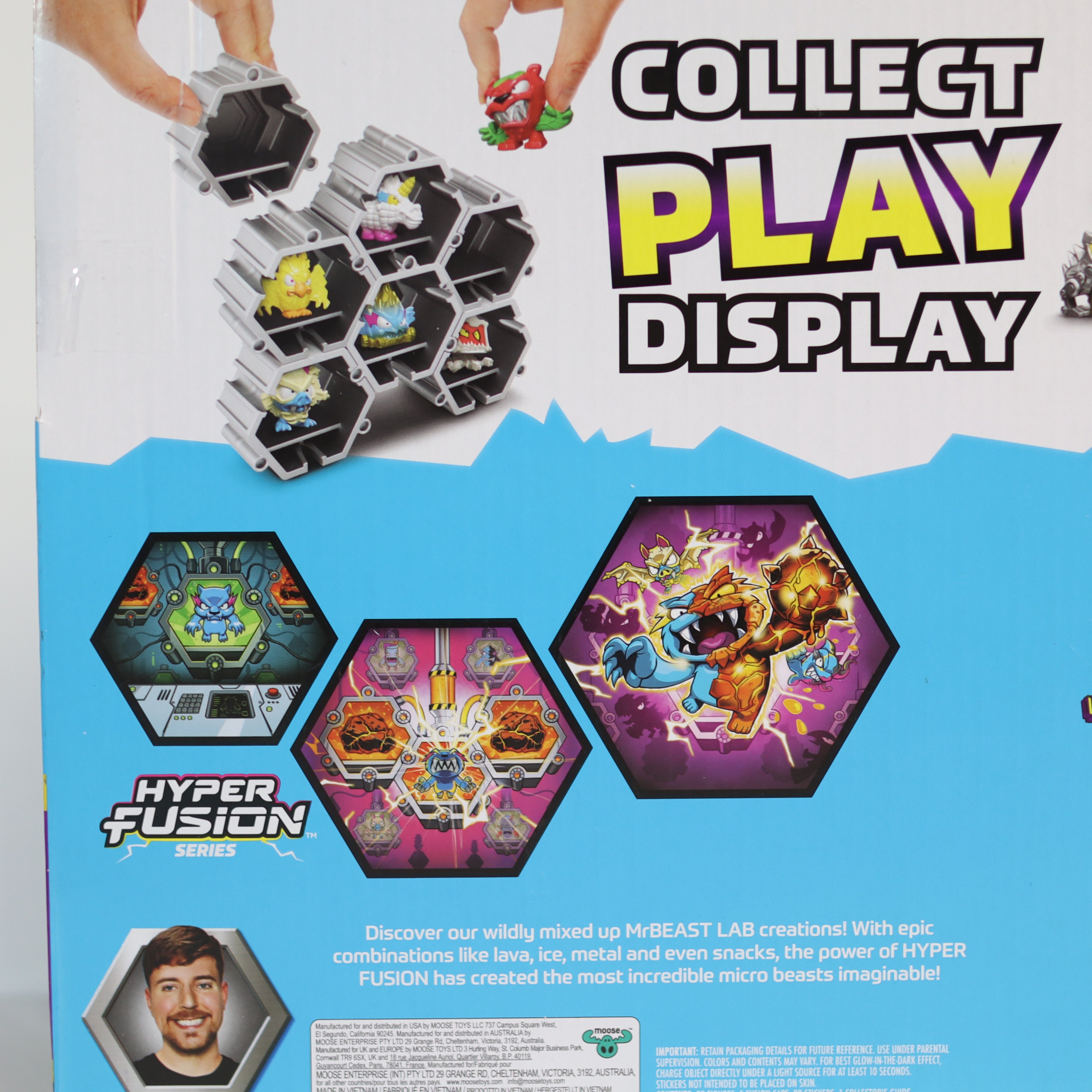Toy packaging for Hyper Fusion series with toy figures and promotional text.