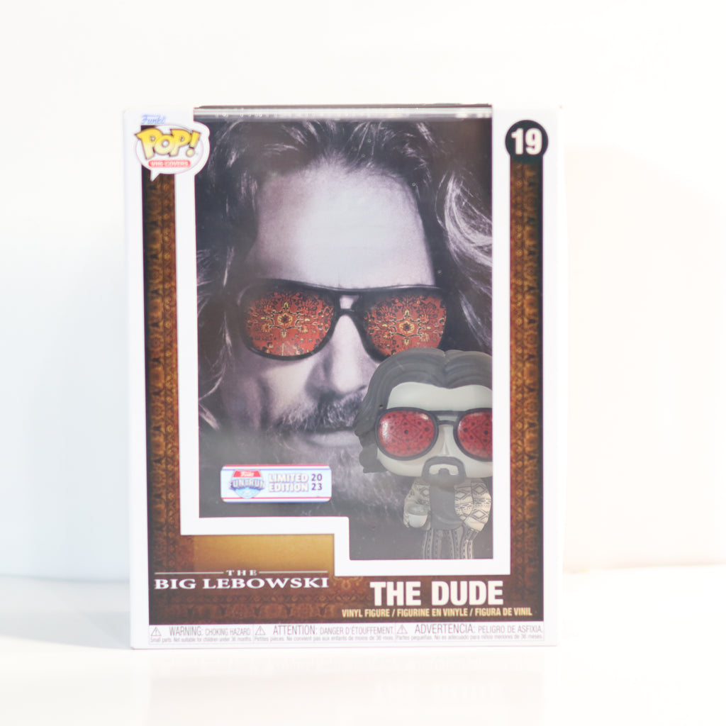 Funko Pop! packaging for 'The Big Lebowski' with 'The Dude' figure on a white background