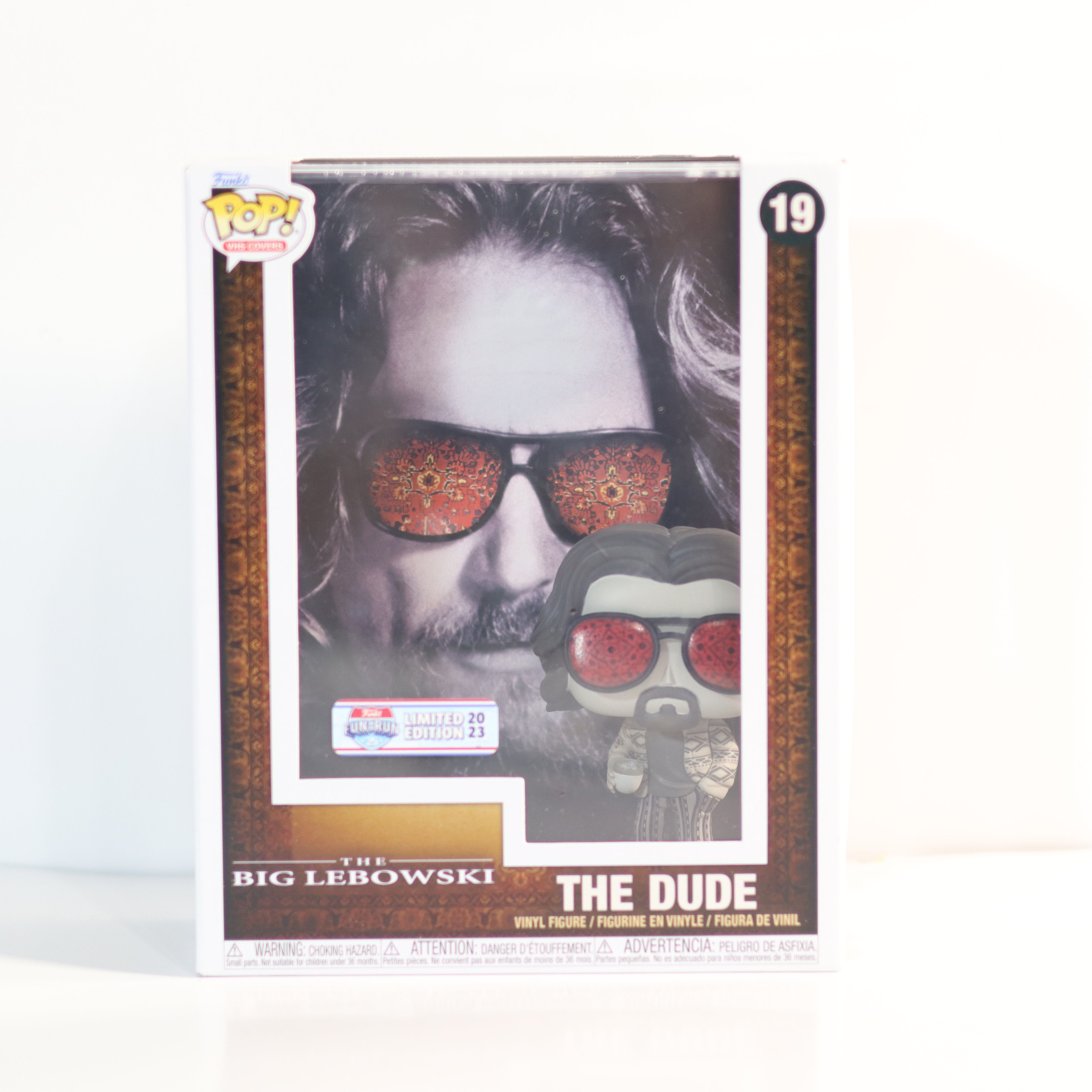 Funko Pop! packaging for 'The Big Lebowski' with 'The Dude' figure on a white background