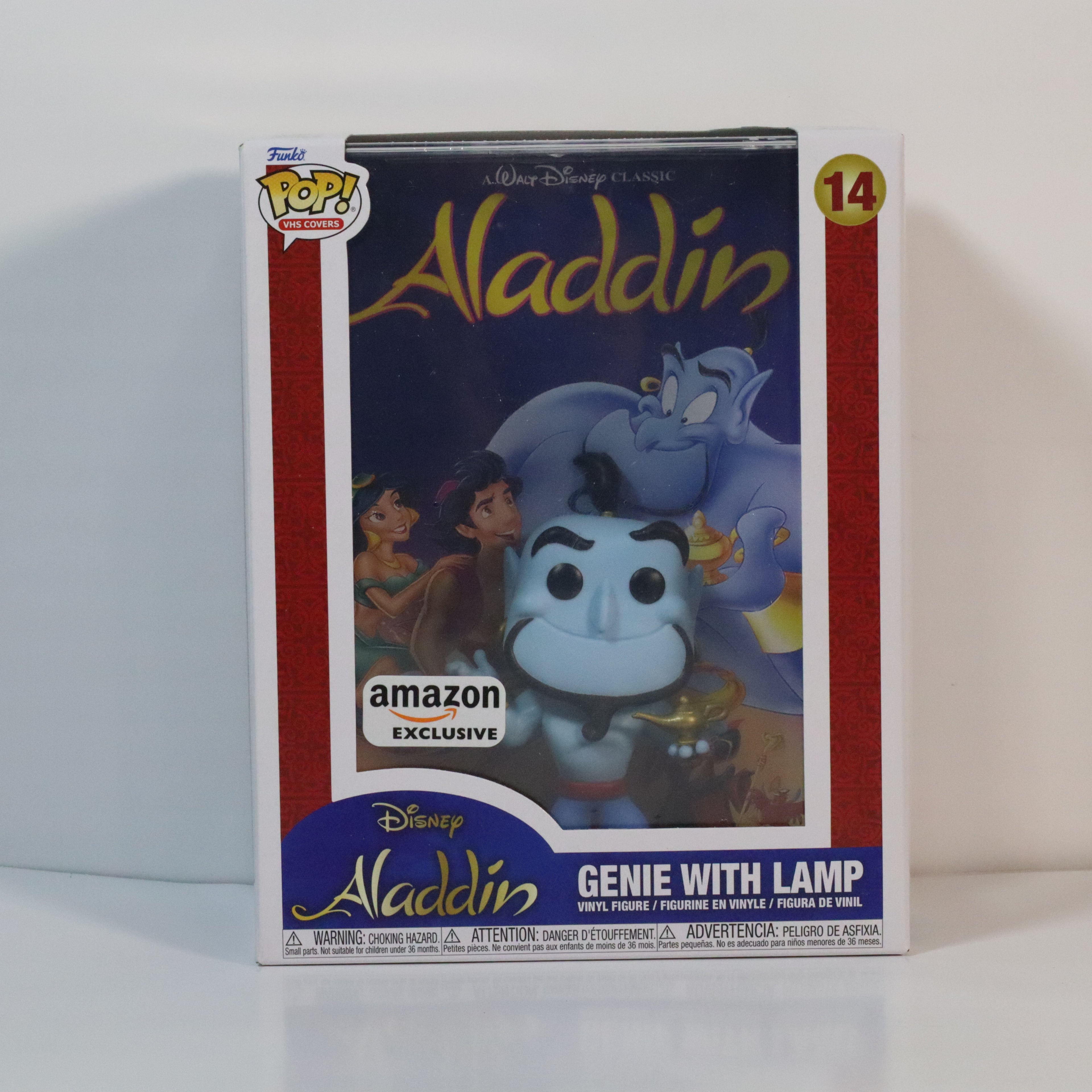 Amazon Exclusive Disney Aladdin Genie with Lamp Pop! Vinyl figure packaging on a white background