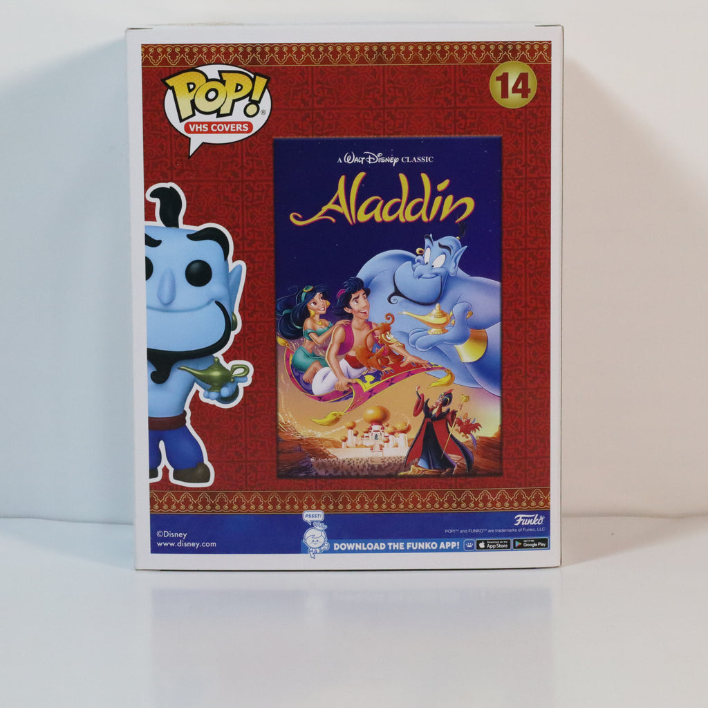 Funko Pop! Aladdin figure packaging with Disney movie poster on a white background