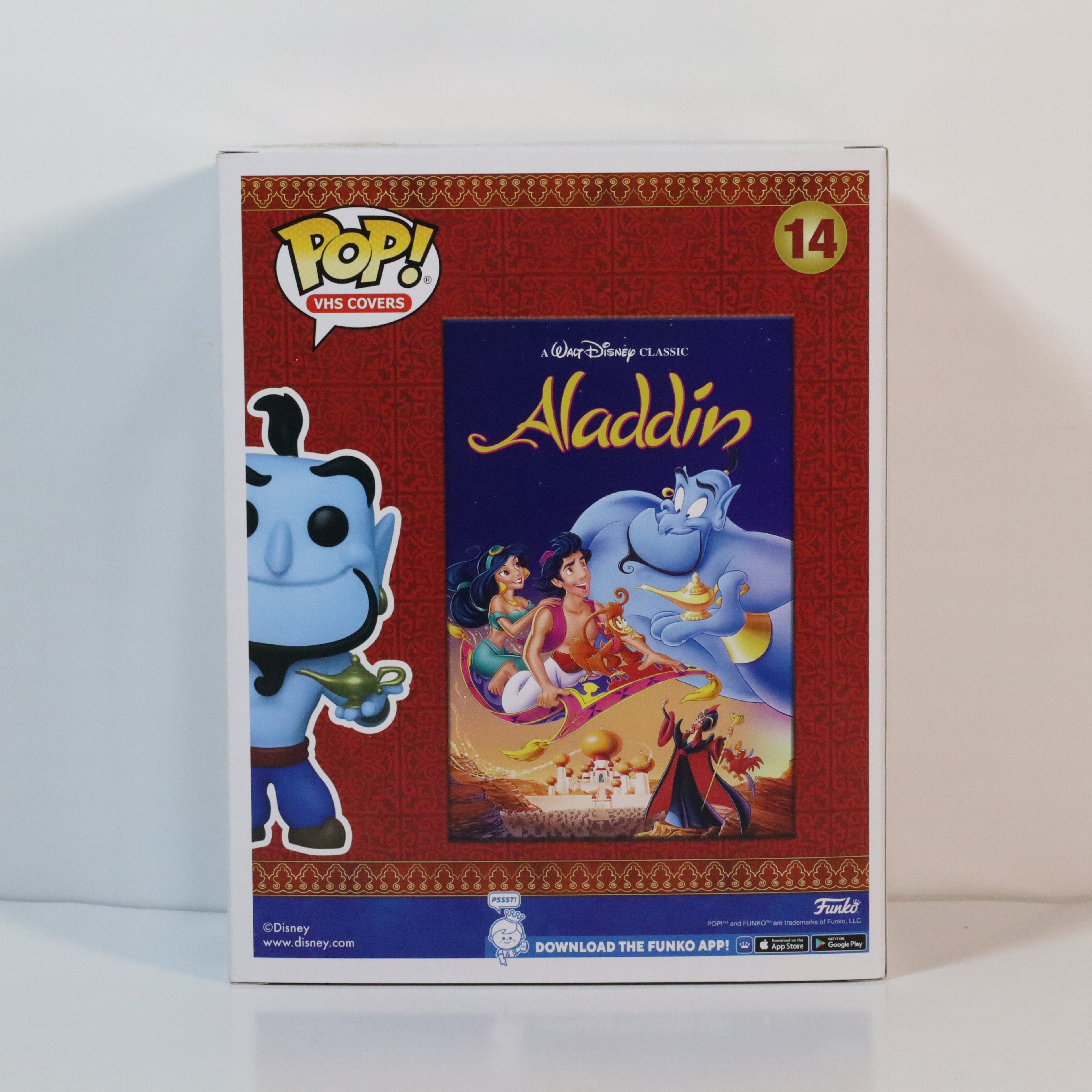 Funko Pop! Aladdin figure packaging with movie poster design