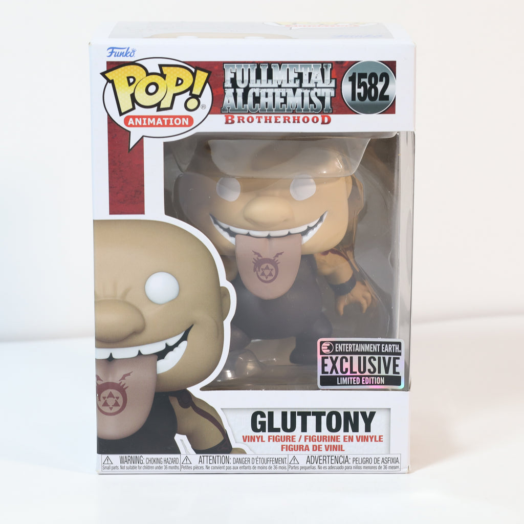 Funko Pop! vinyl figure packaging for Gluttony from Fullmetal Alchemist Brotherhood on a white background