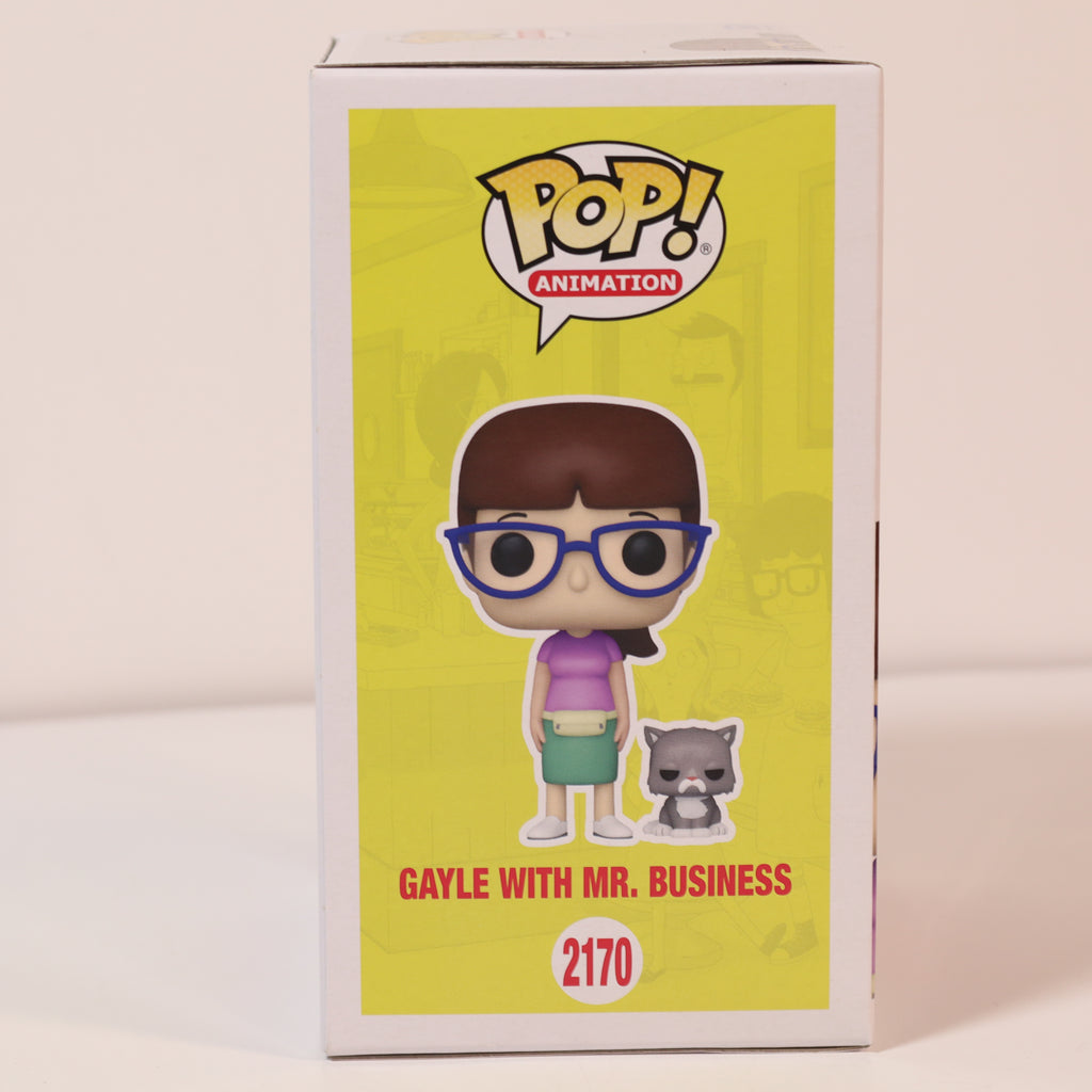 Funko Pop! Animation figure packaging with character and cat on a yellow background