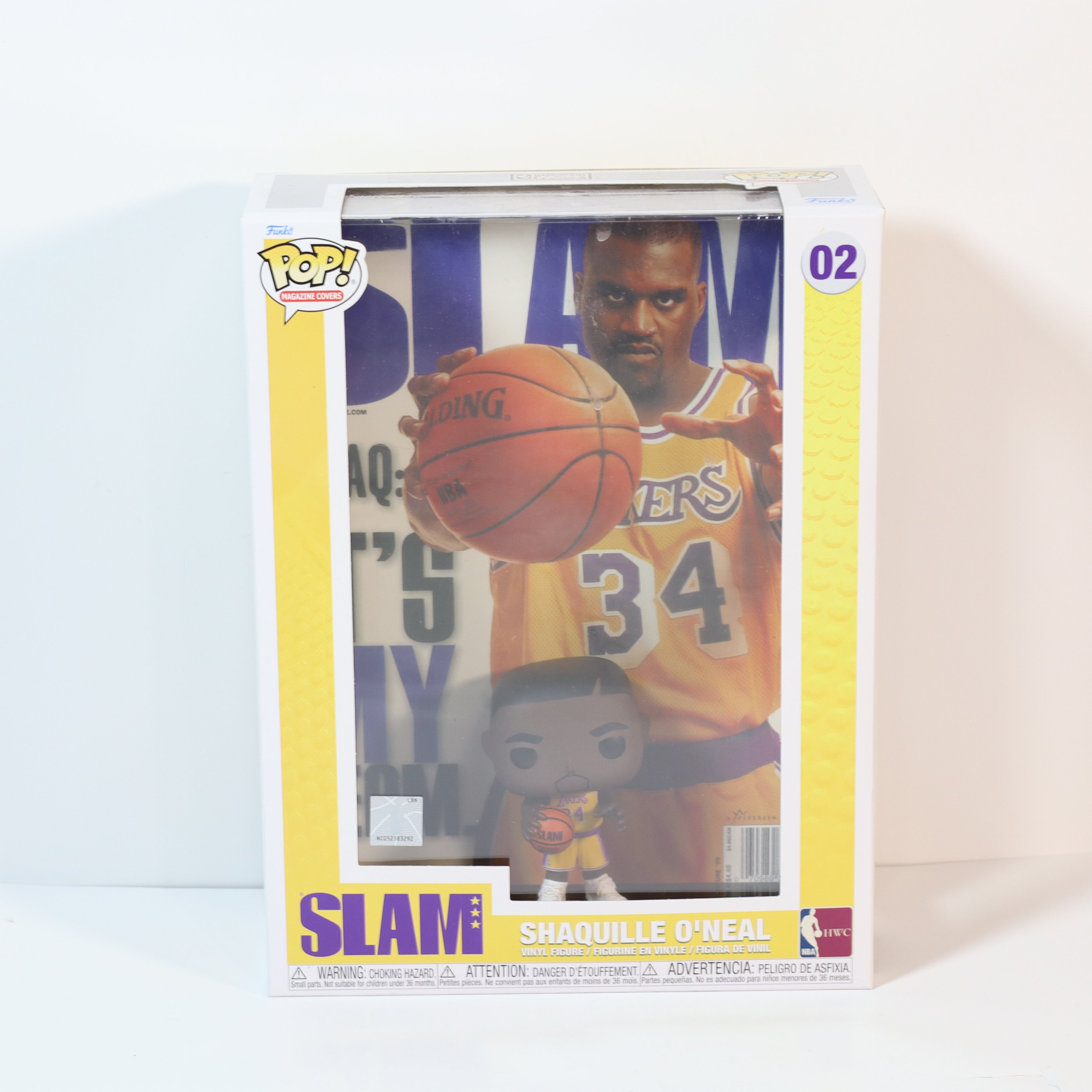 Funko Pop! figure packaging featuring a basketball player in a yellow jersey with the number 34, on a white background.
