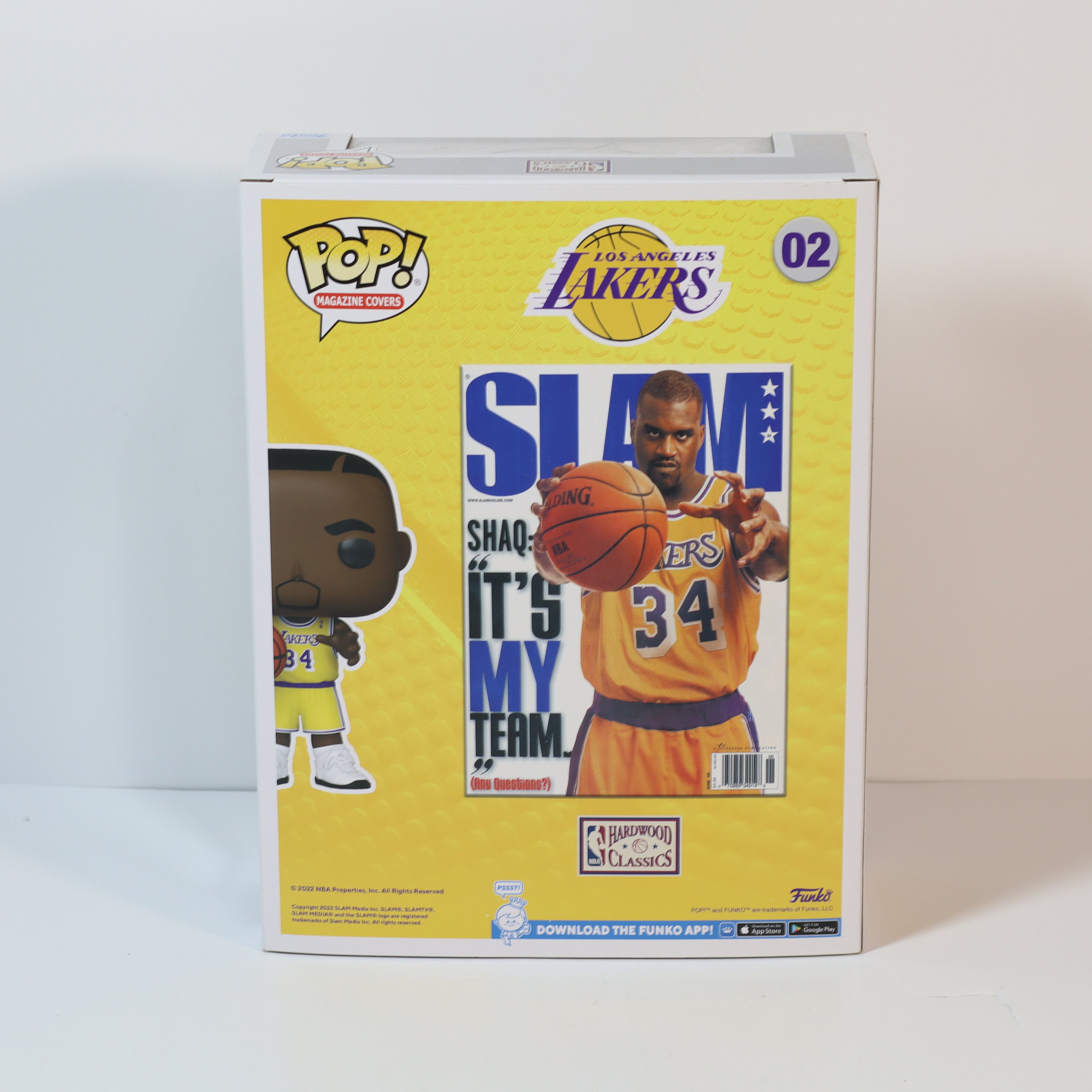 Funko Pop! vinyl figure packaging featuring a basketball player and 'Los Angeles Lakers' branding.