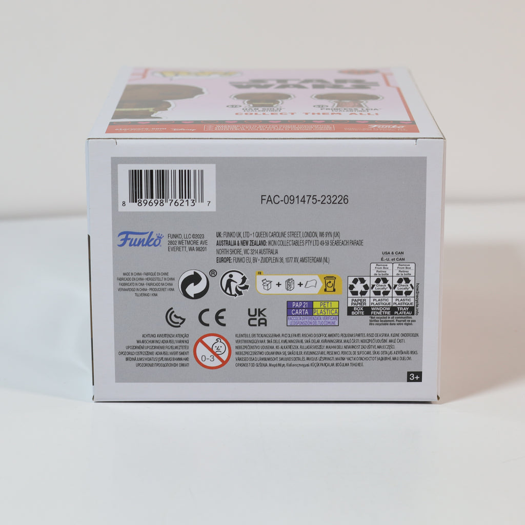 Back of a Funko Pop! vinyl figure box with branding and product details.