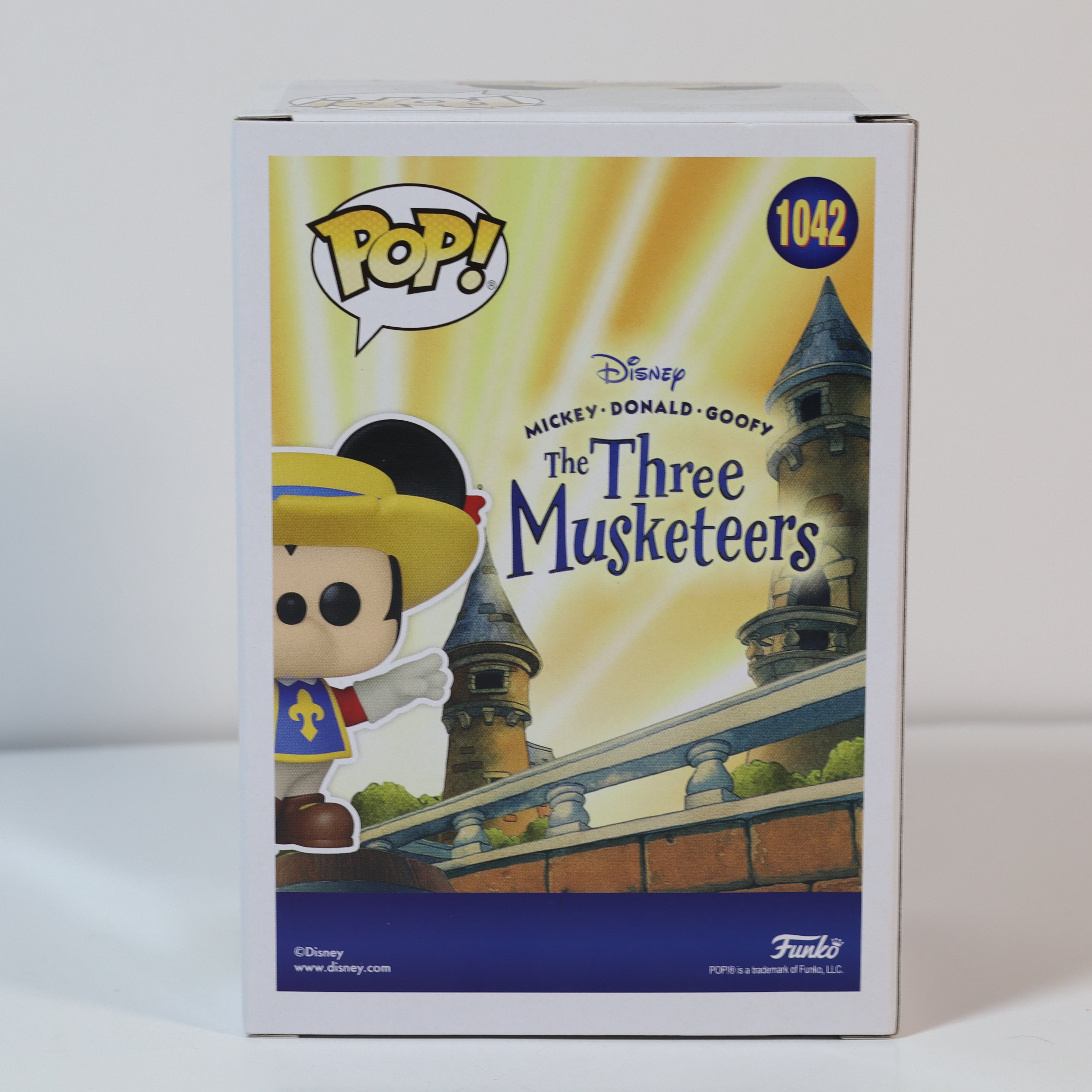 Funko Pop! packaging for Disney's The Three Musketeers figure on a white background