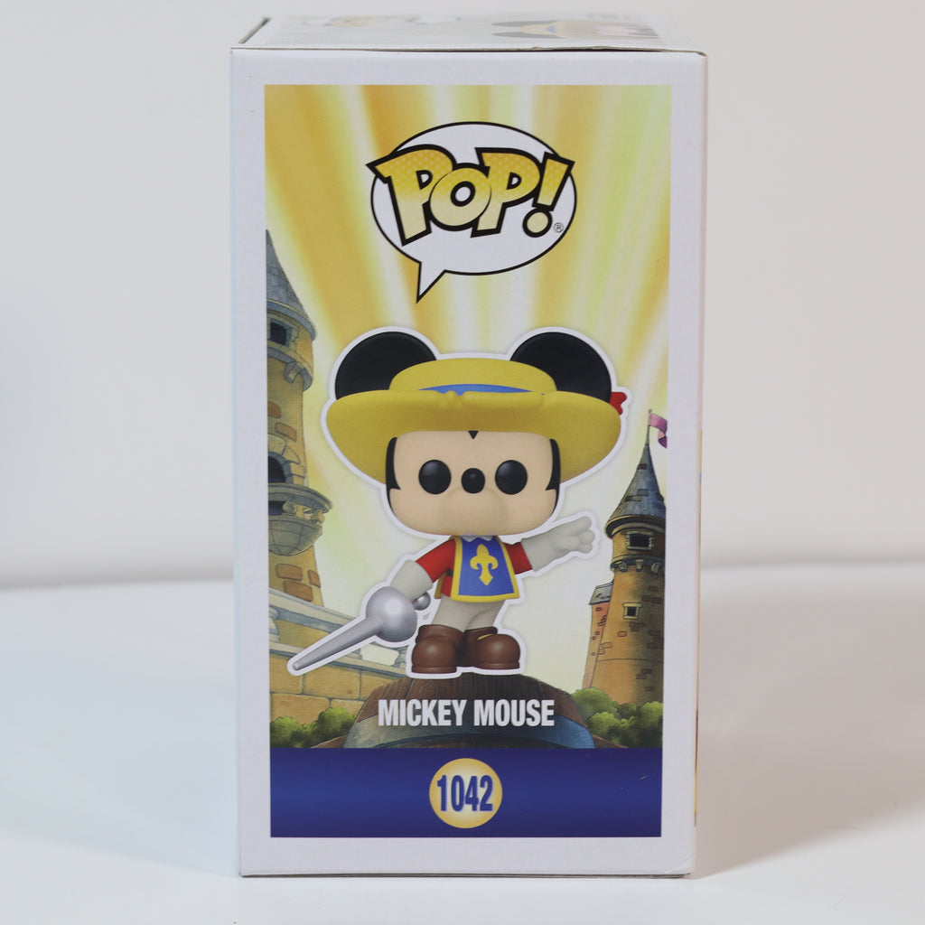 Funko Pop! Mickey Mouse figure packaging with castle background