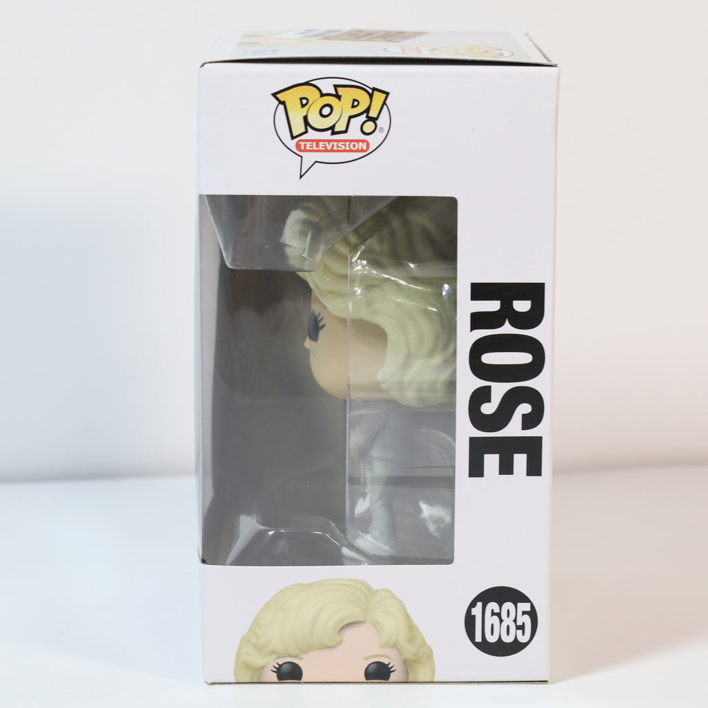 Funko Pop! figurine packaging with 'Rose' and number 1685 on a white background