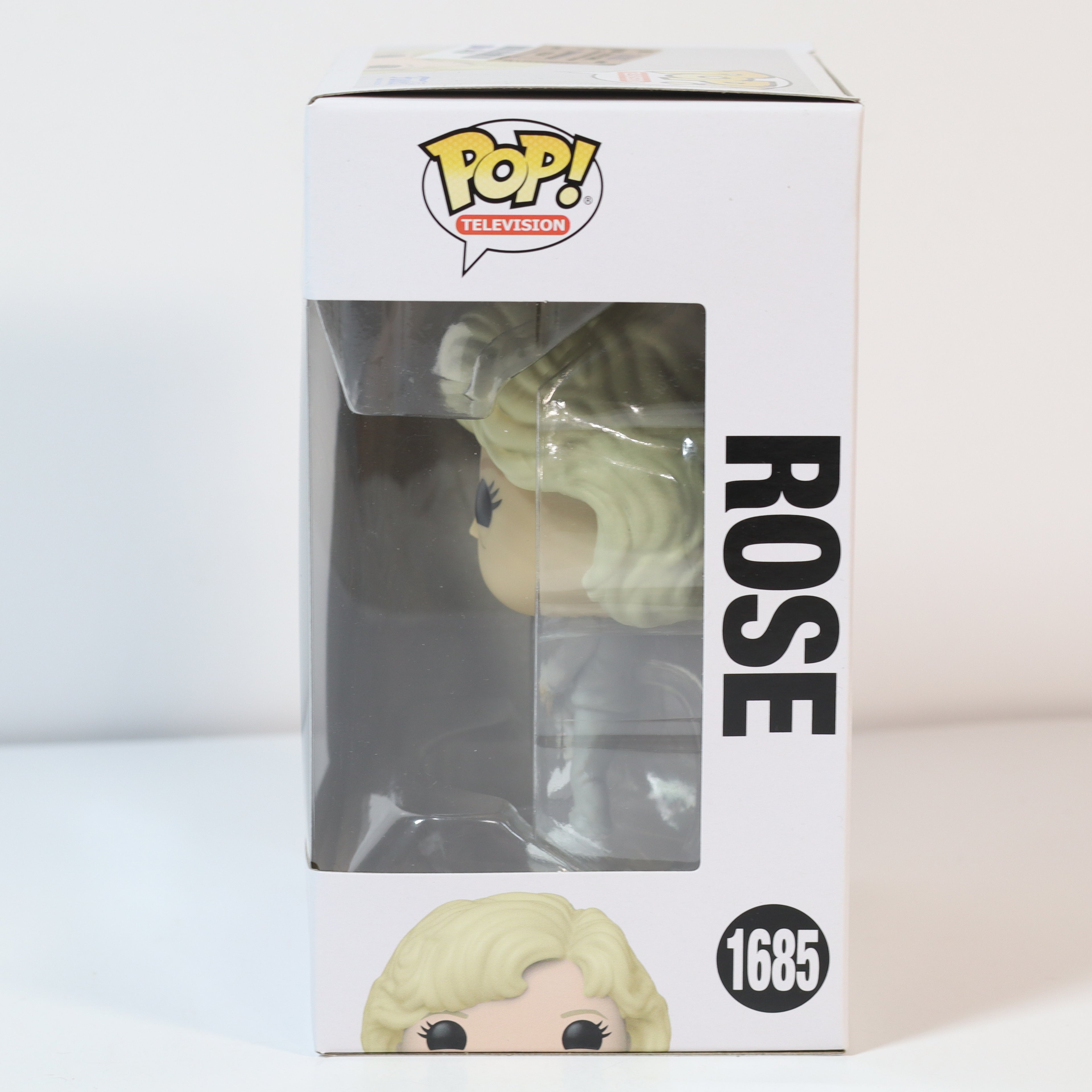 Funko Pop! figurine packaging with 'Rose' and number 1685 on a white background