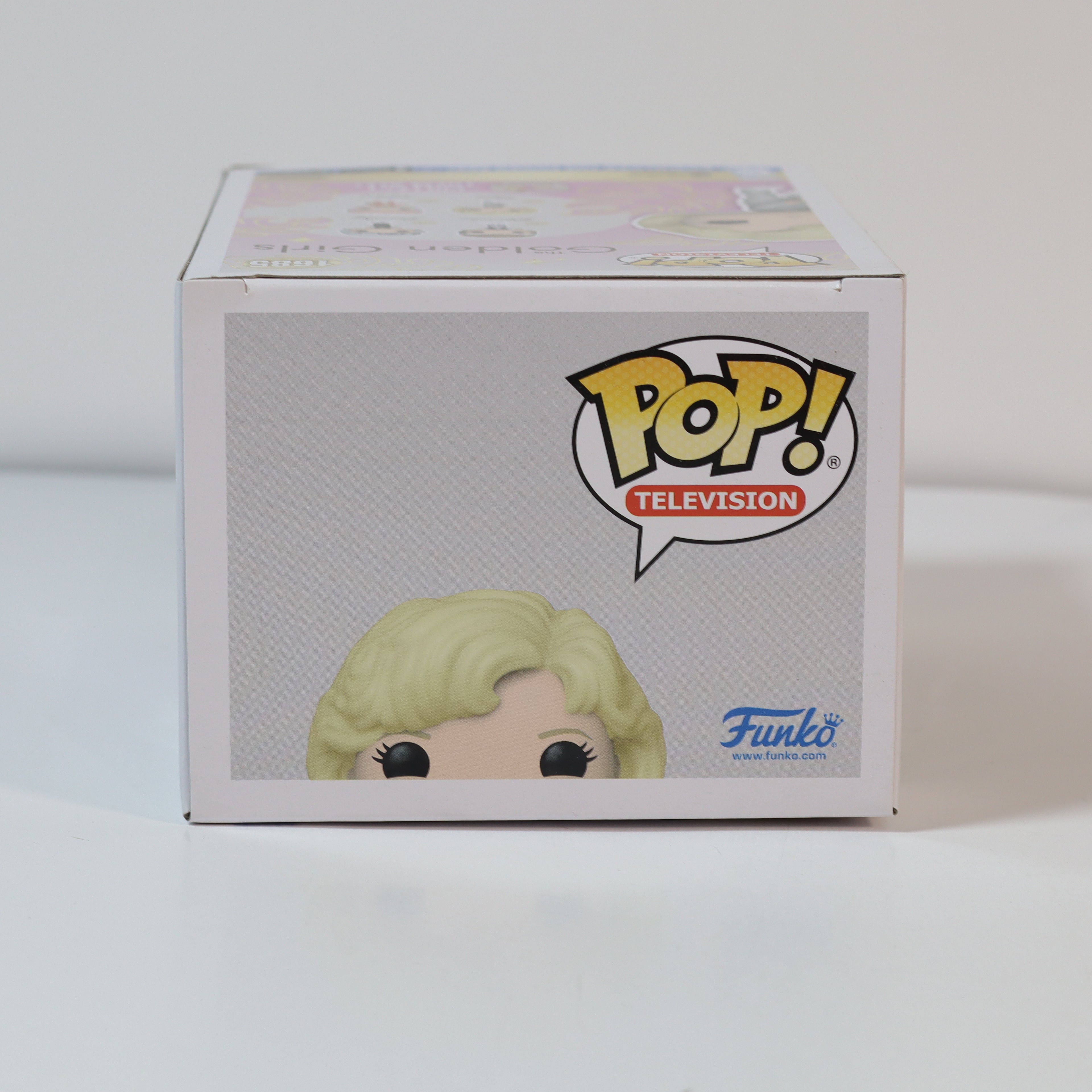 Funko Pop! Television box with a character's head on a white background