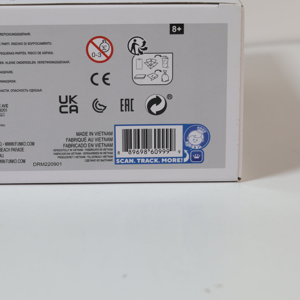 Product packaging with labels and barcodes on a white background