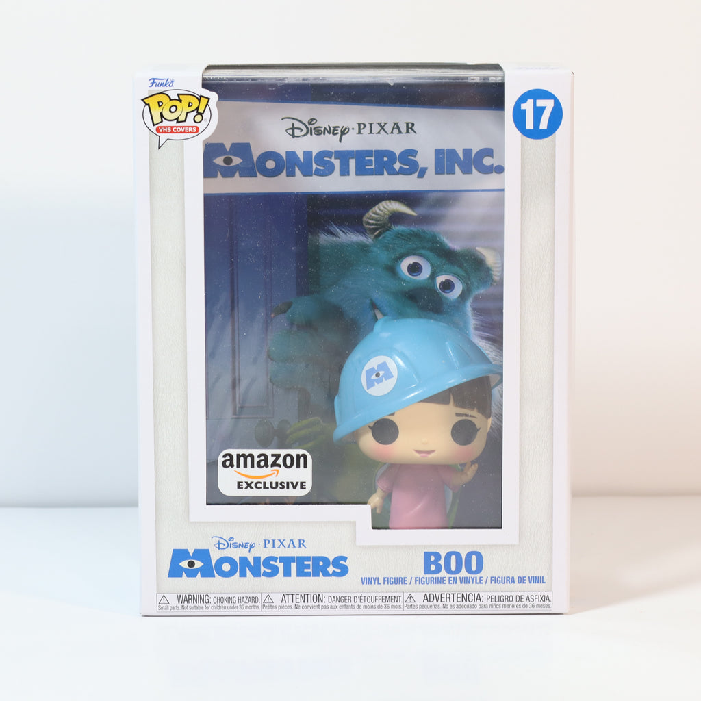Funko Pop! vinyl figure packaging featuring a character from Disney Pixar's 'Monsters, Inc.' with 'Boo' on a white background.